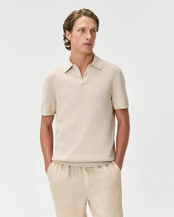 100% Organic Cotton Mesh-Stitch Sweater Polo