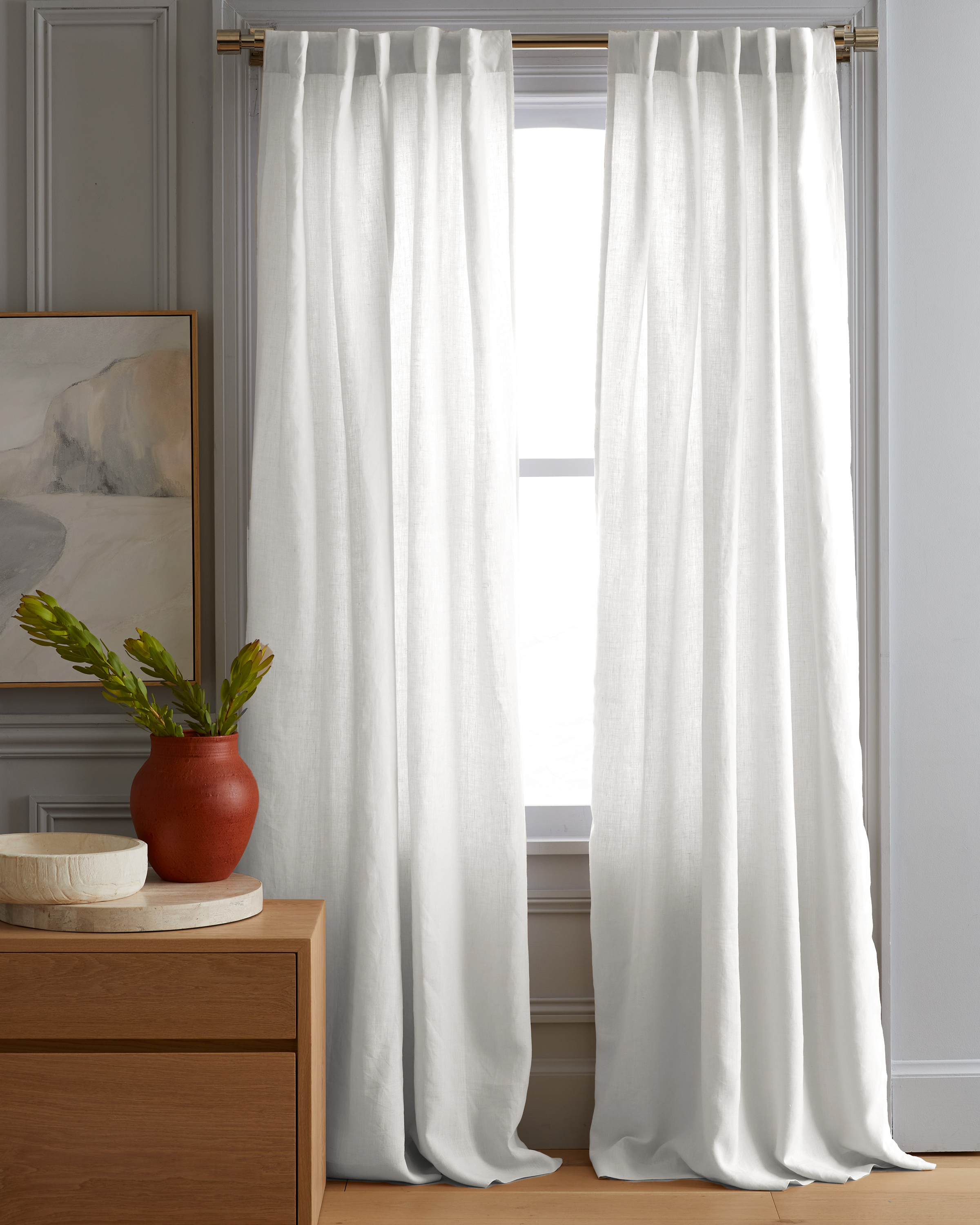 Quince European Linen Curtain In White