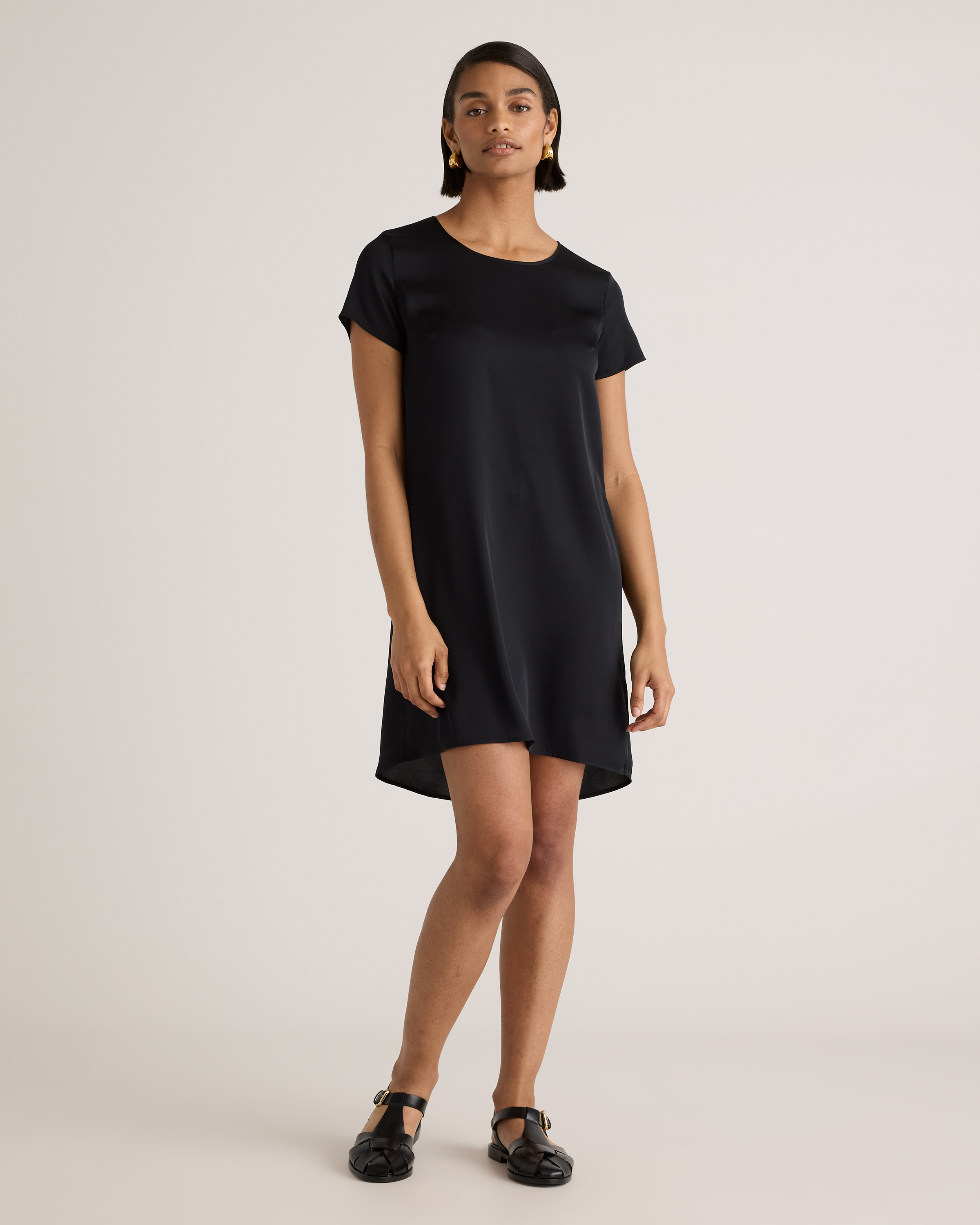 Washable Stretch Silk Tee Dress