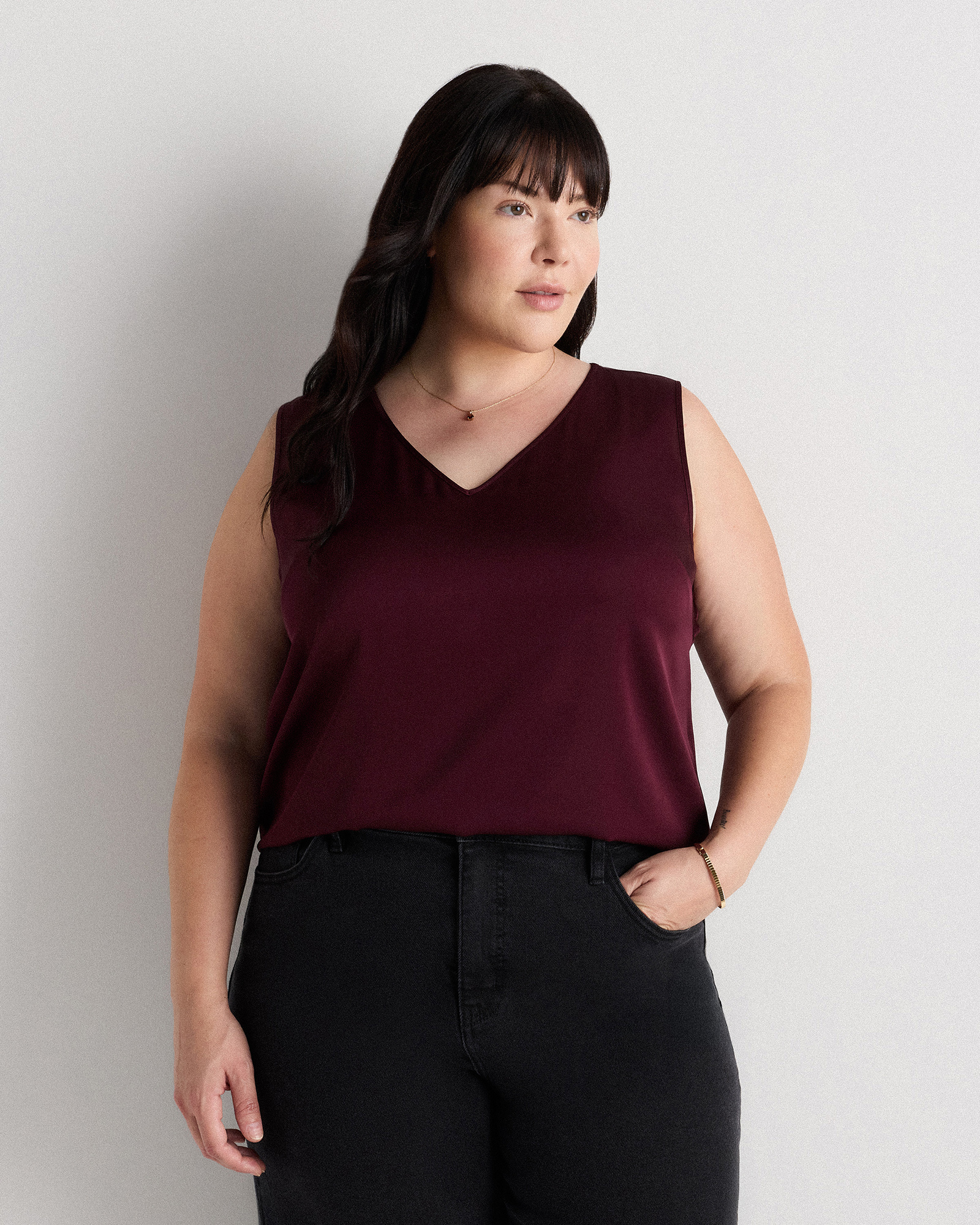 Washable Stretch Silk Tank - Plus Size