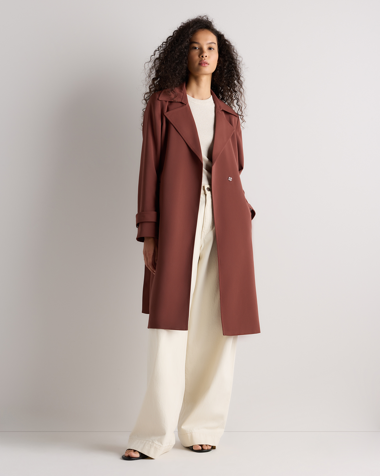 Stretch Crepe Trench Coat