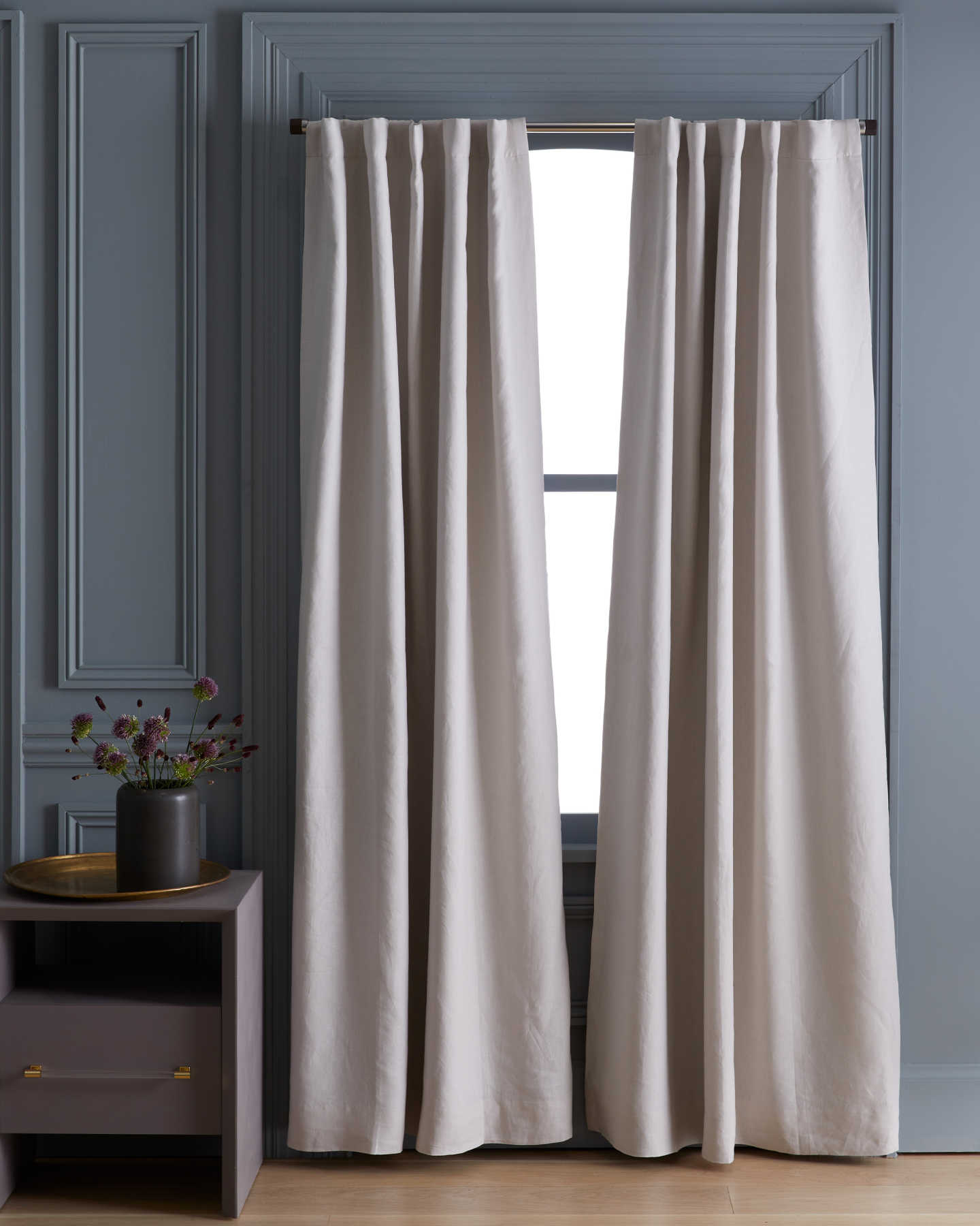 European Linen Blackout Curtain - Light Grey
