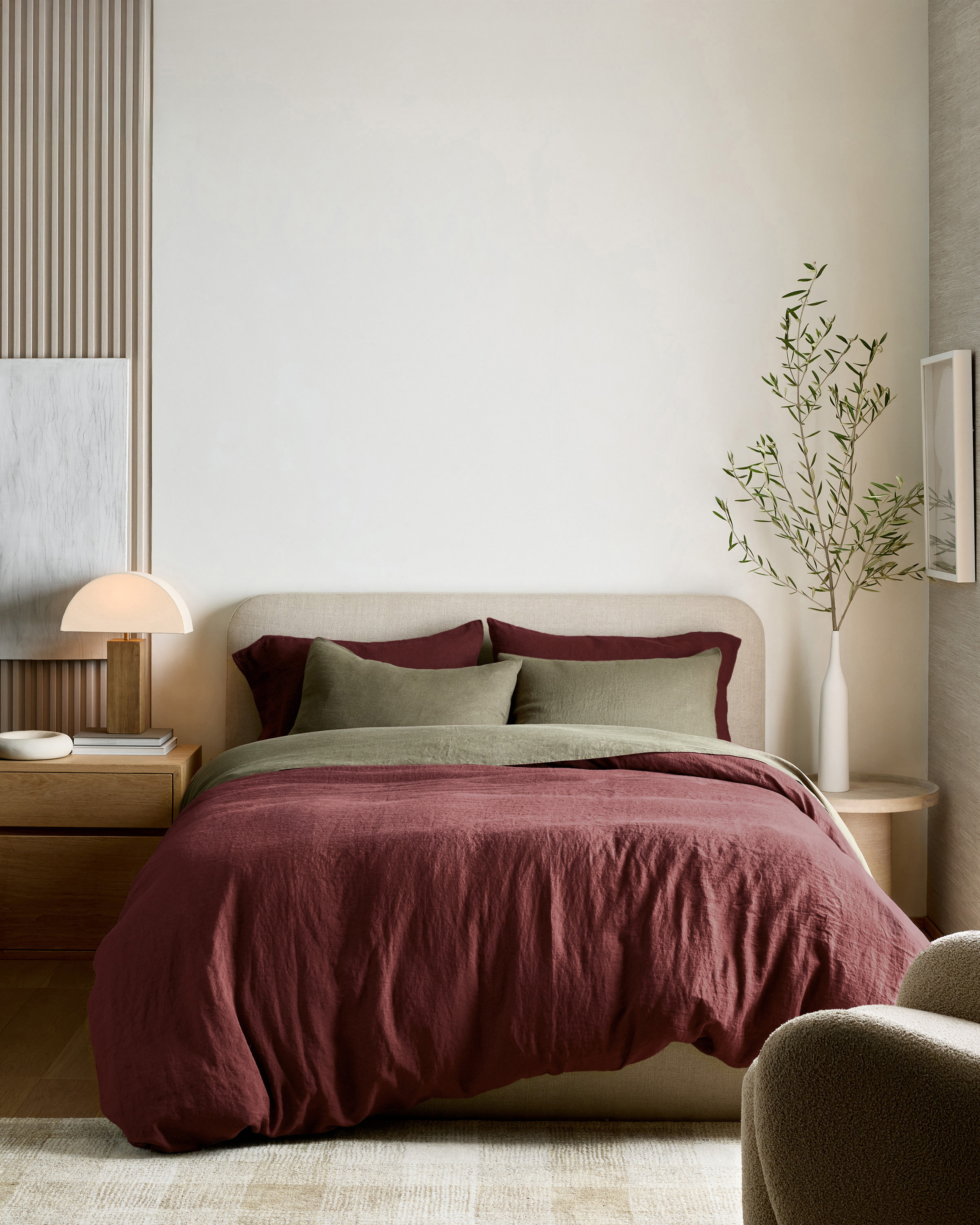 quince tobacco linen European Linen Deluxe Bedding Bundle in Tobacco