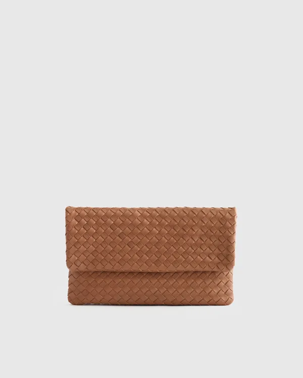 Italian Leather Handwoven Convertible Clutch