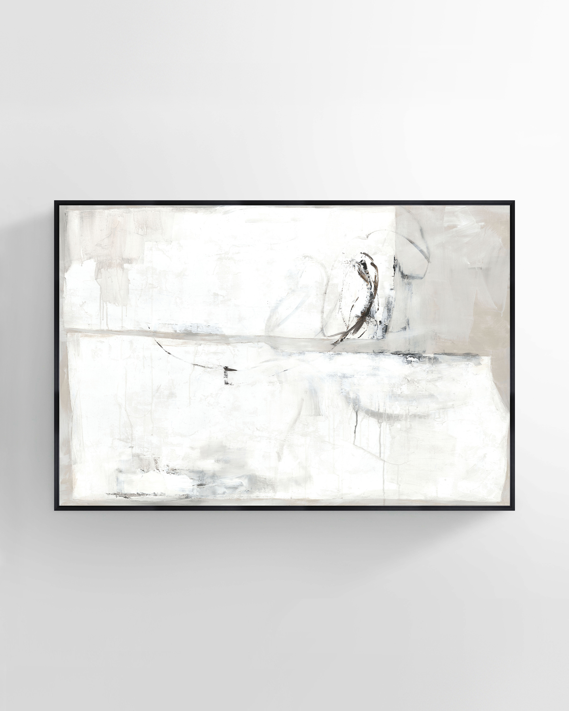 Quince Blanc Abstract Wall Art In Matte Black Floater Frame