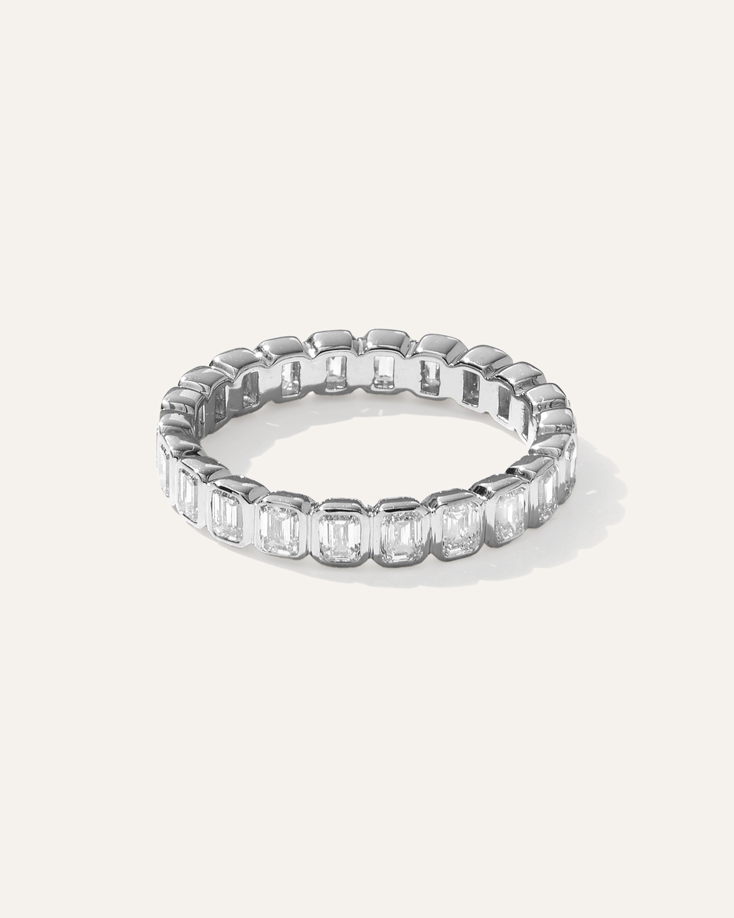 Lab Grown Diamond Emerald North-South Bezel Eternity Band