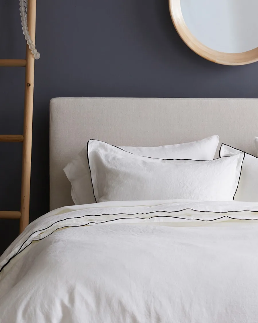 EuroLinenDoubleEmbroideredDuvet WhiteBlack 459