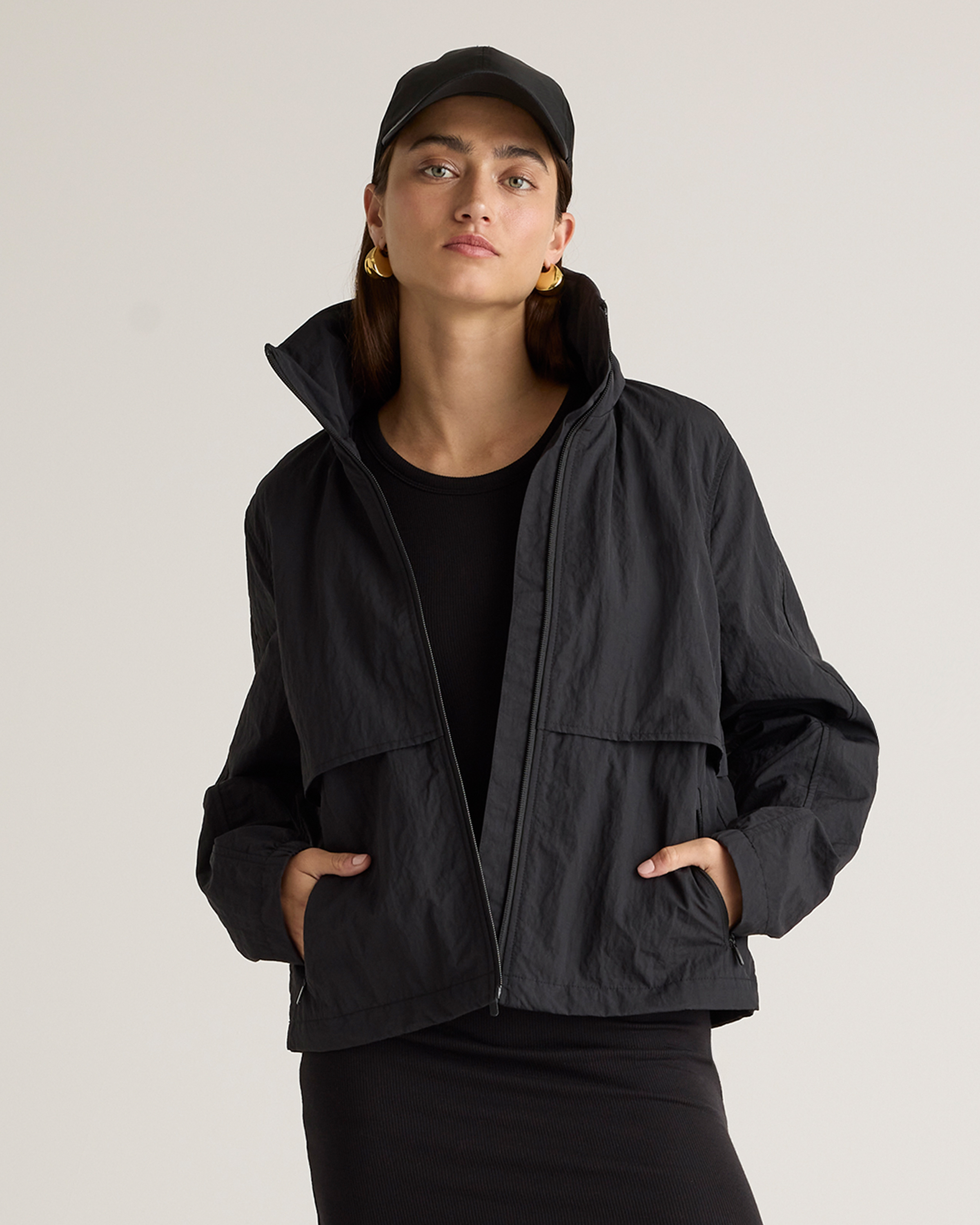 Quince Women's Water Repellent Windbreaker Jacket In Black