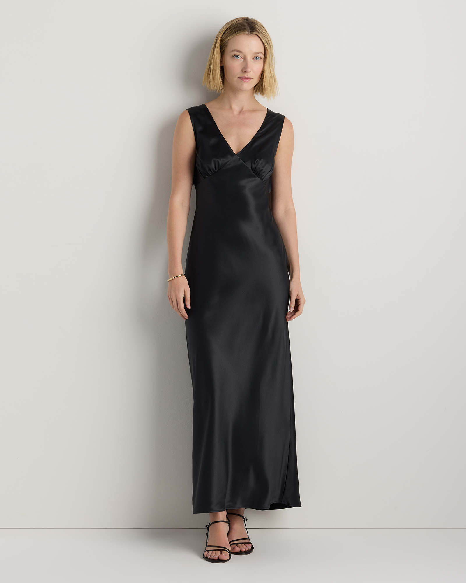 100% Washable Silk V-Neck Maxi Dress