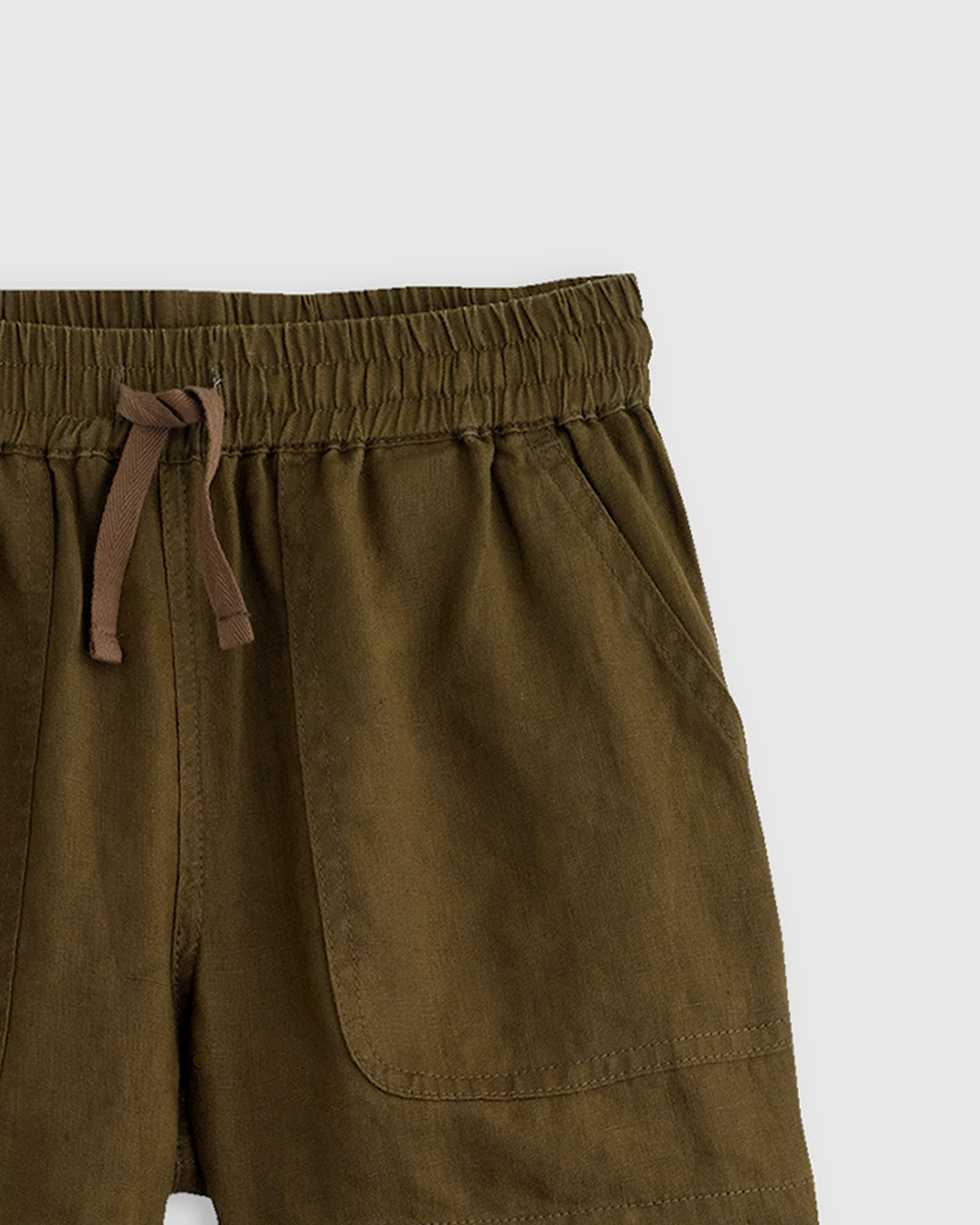 100% European Linen Drawstring Shorts - thumbnail 2