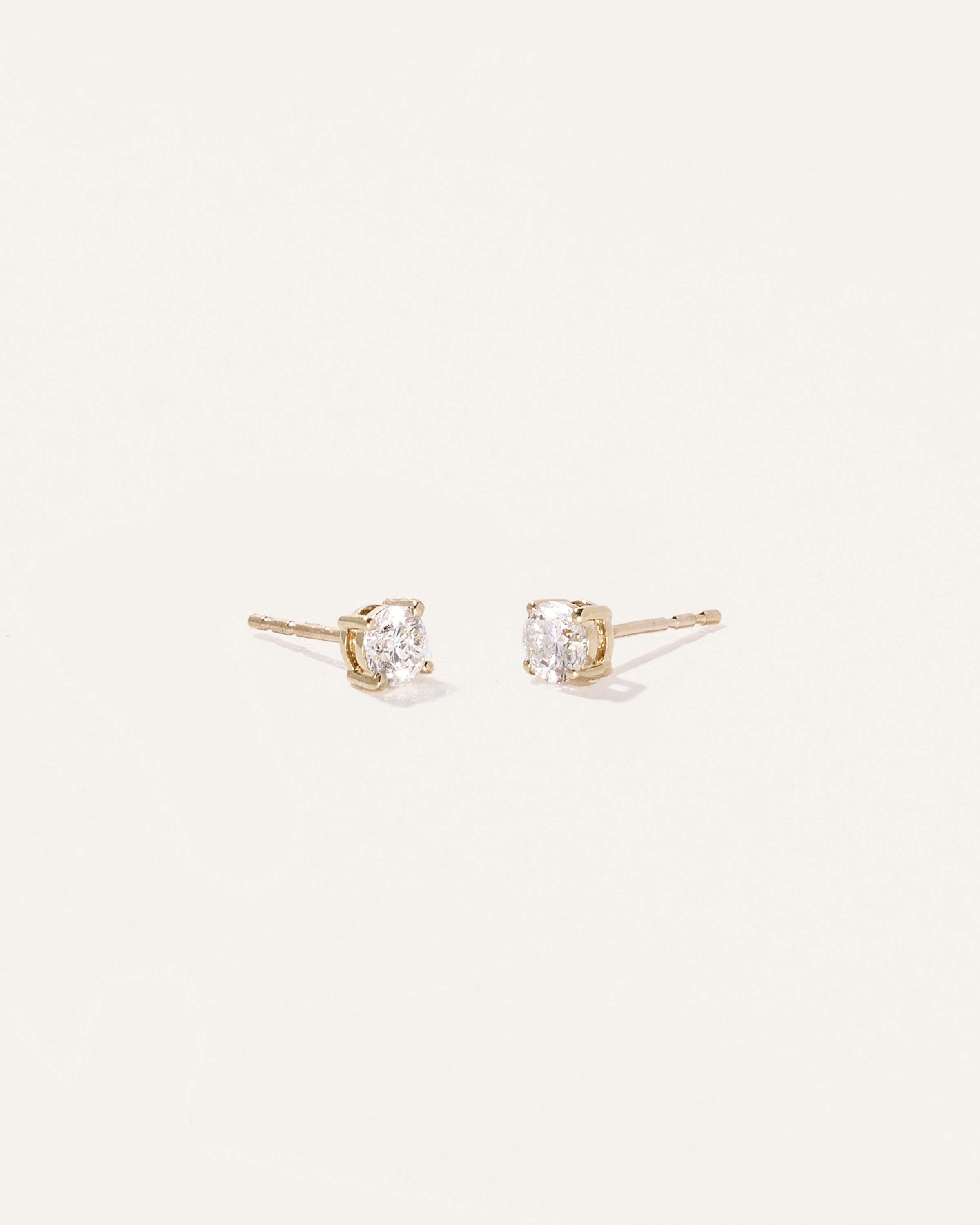 14k Gold Natural Diamond Solitaire Studs - 0.50ctw