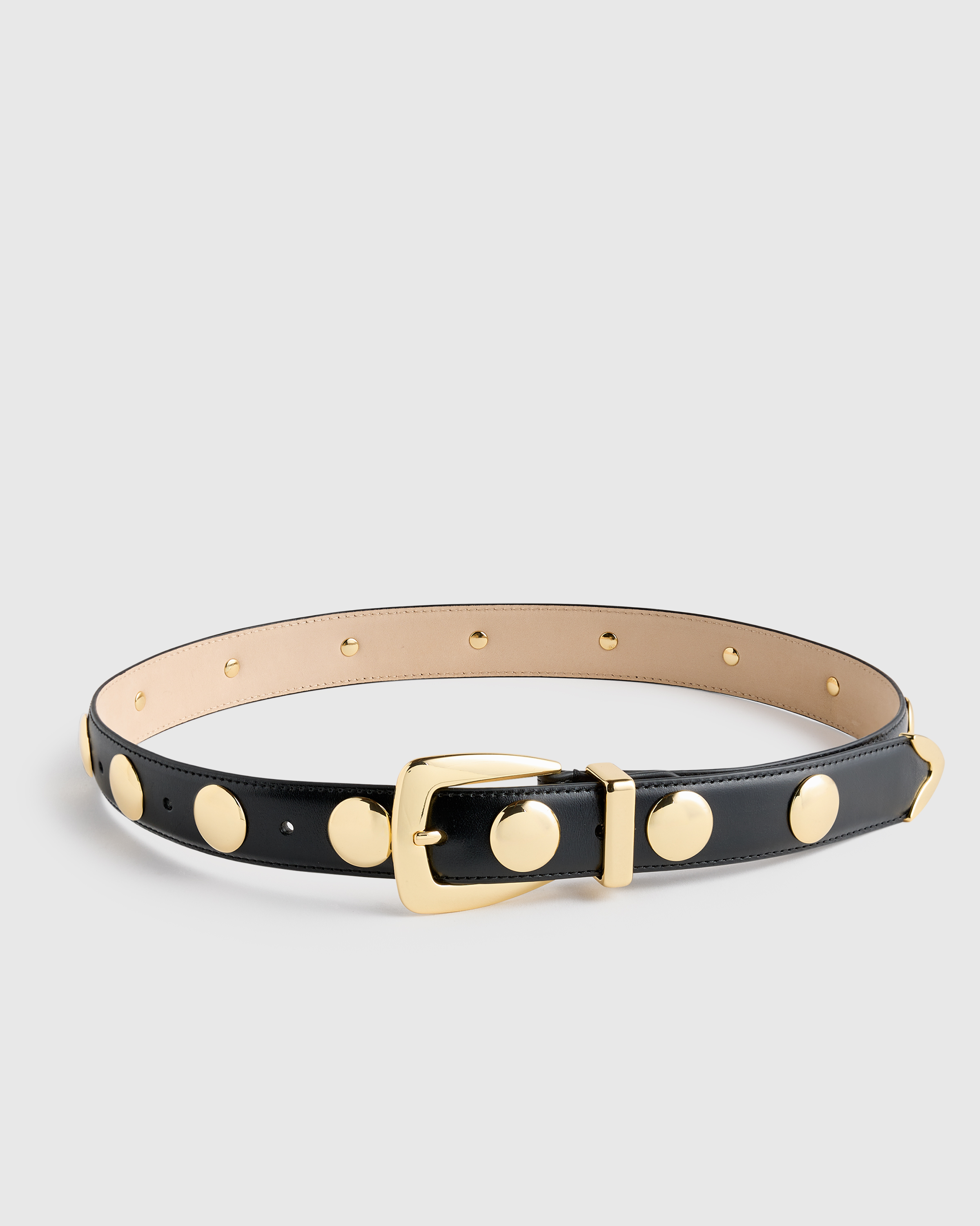 Alyssa European Leather Studded Belt in Espresso | Quince Canada