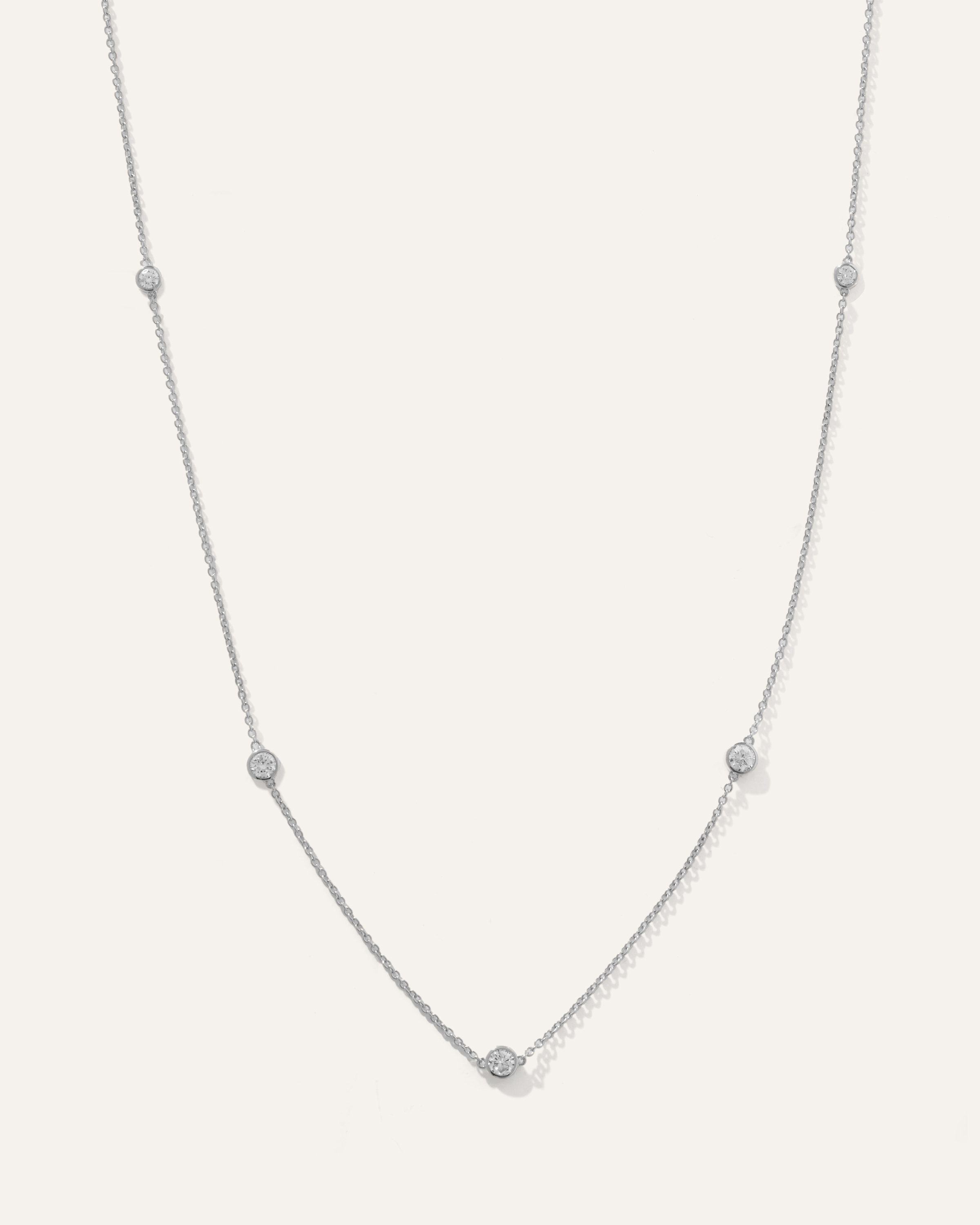 Quince Women's 14k Gold Diamond Bezel Station Necklace In White Gold