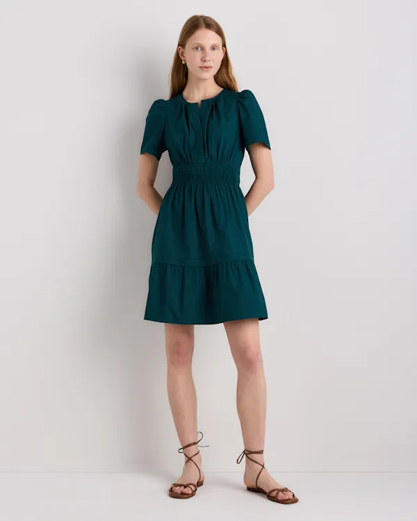 100% Organic Cotton Poplin Tiered Mini Dress