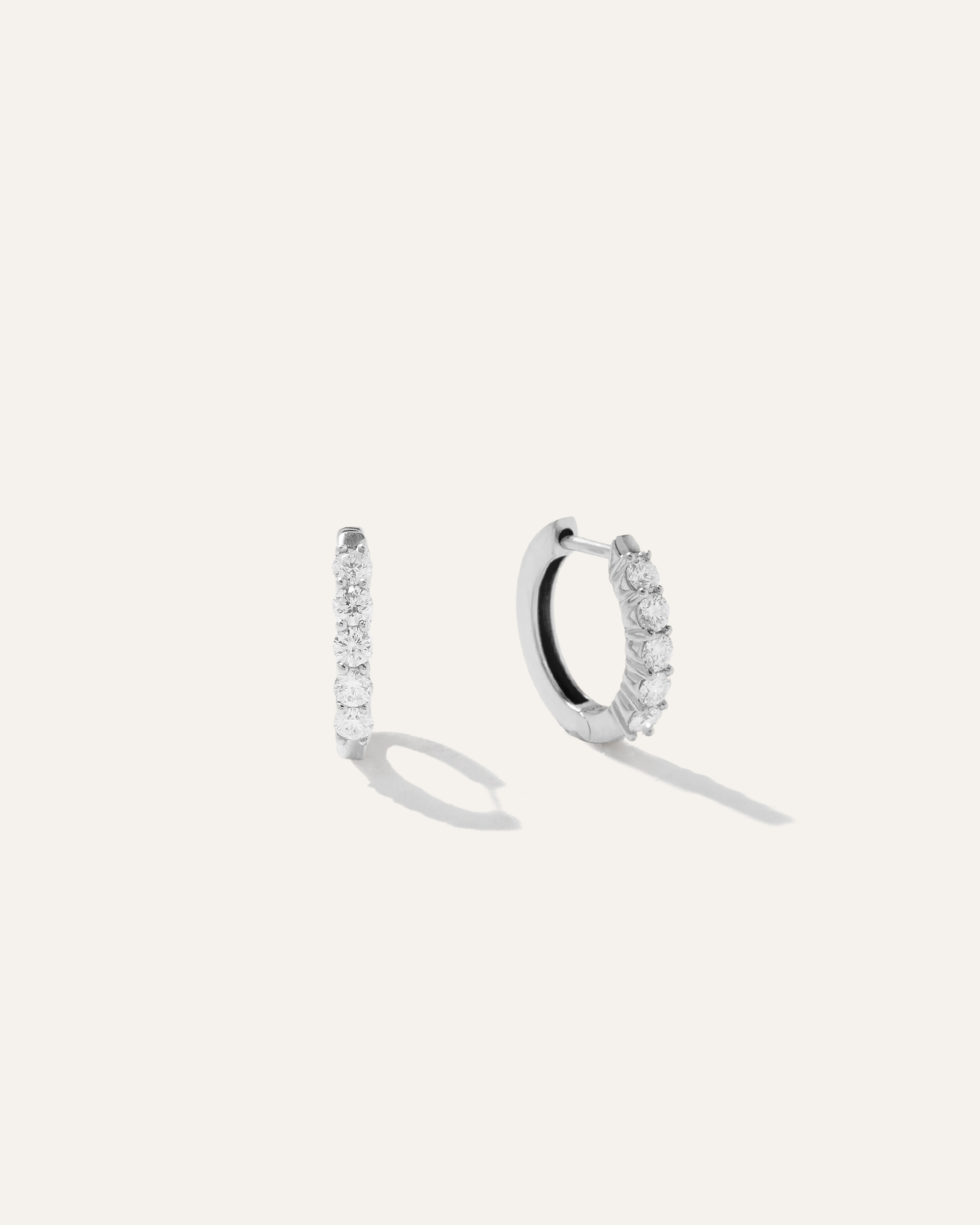 14K Gold Diamond Classic Huggie Hoops