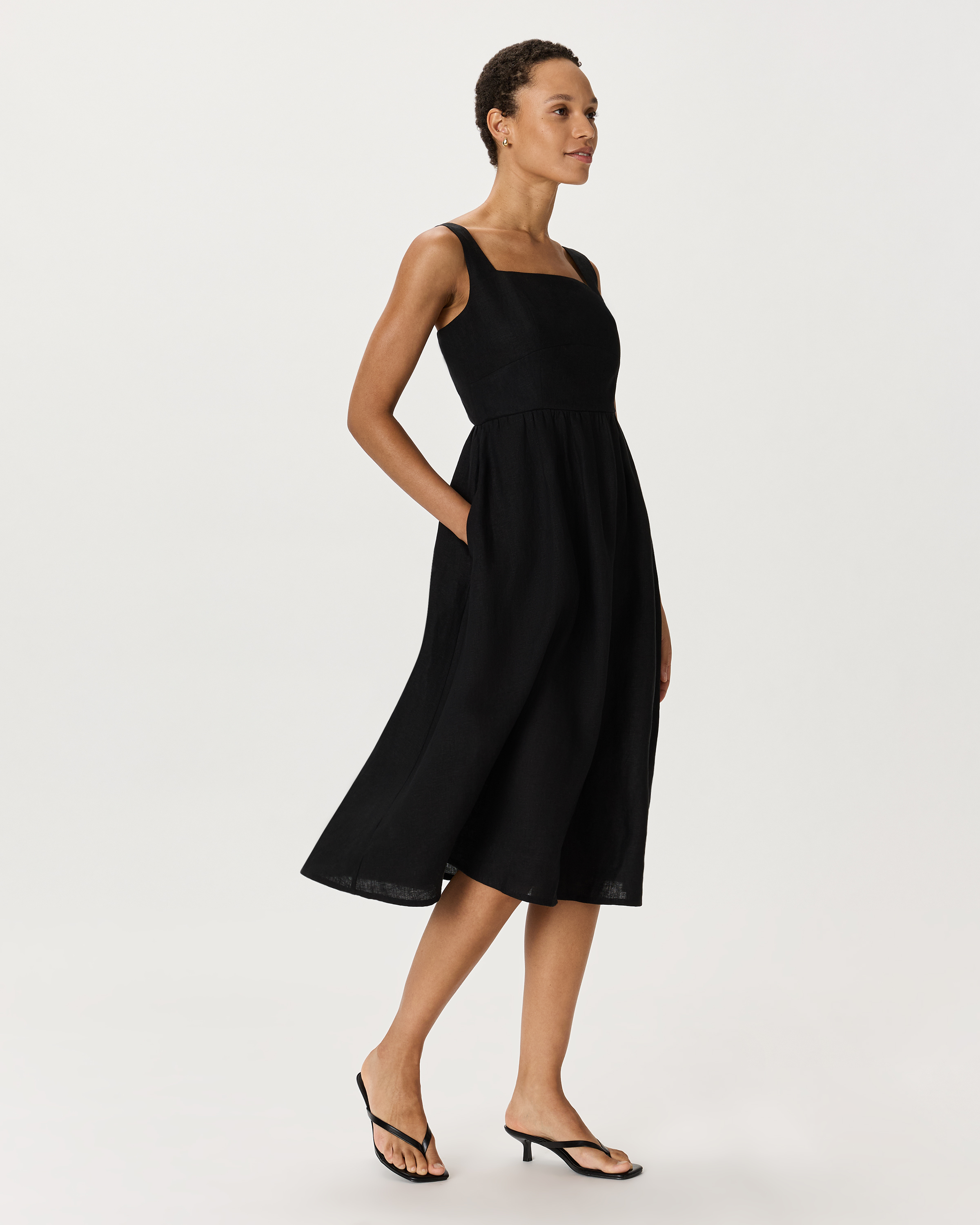chinese dress ladies womens fit and flare linen swing dress 2184# – Xiaolizi main image 1