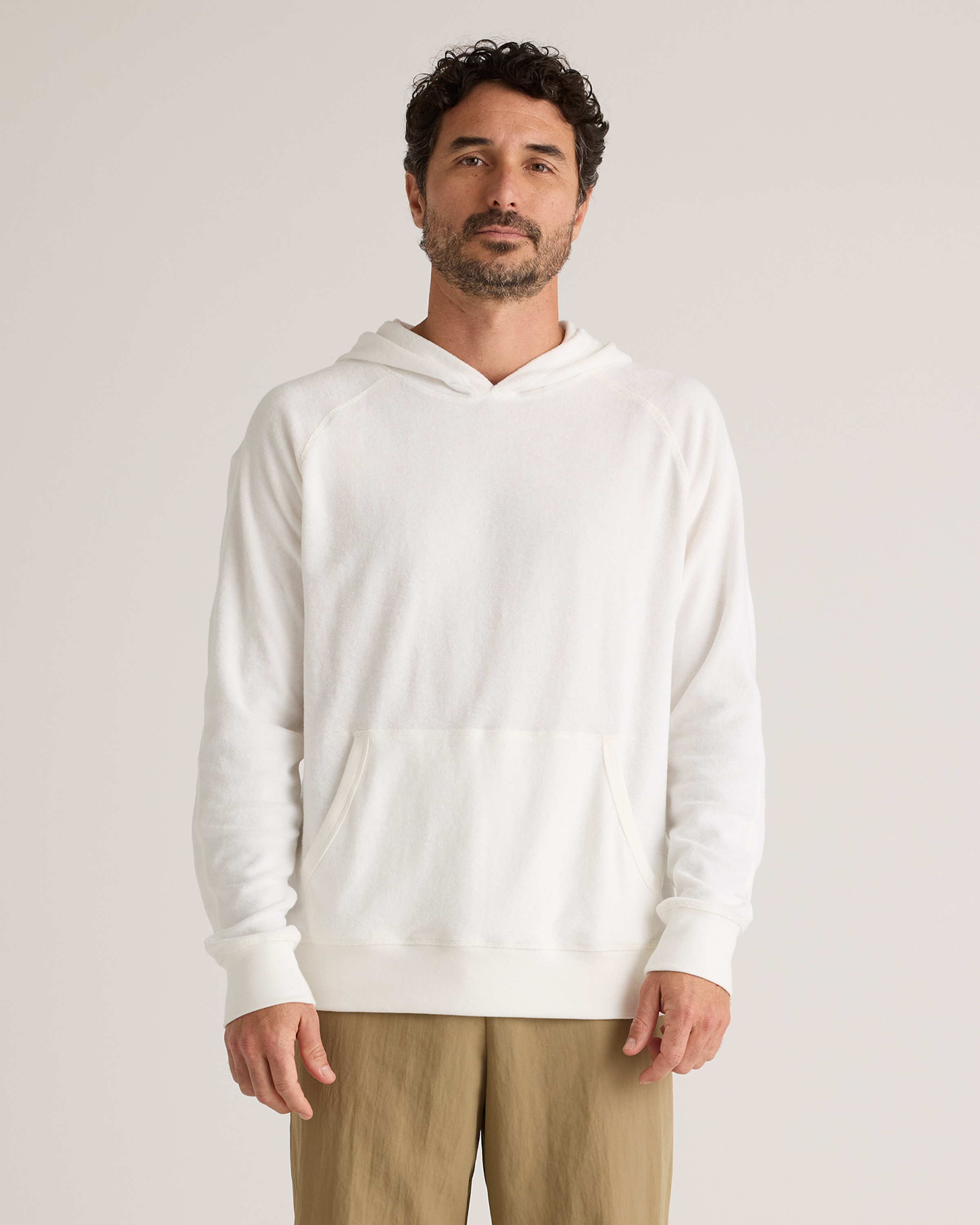 Quince Men's Terry Towel Pullover Hoodie In White