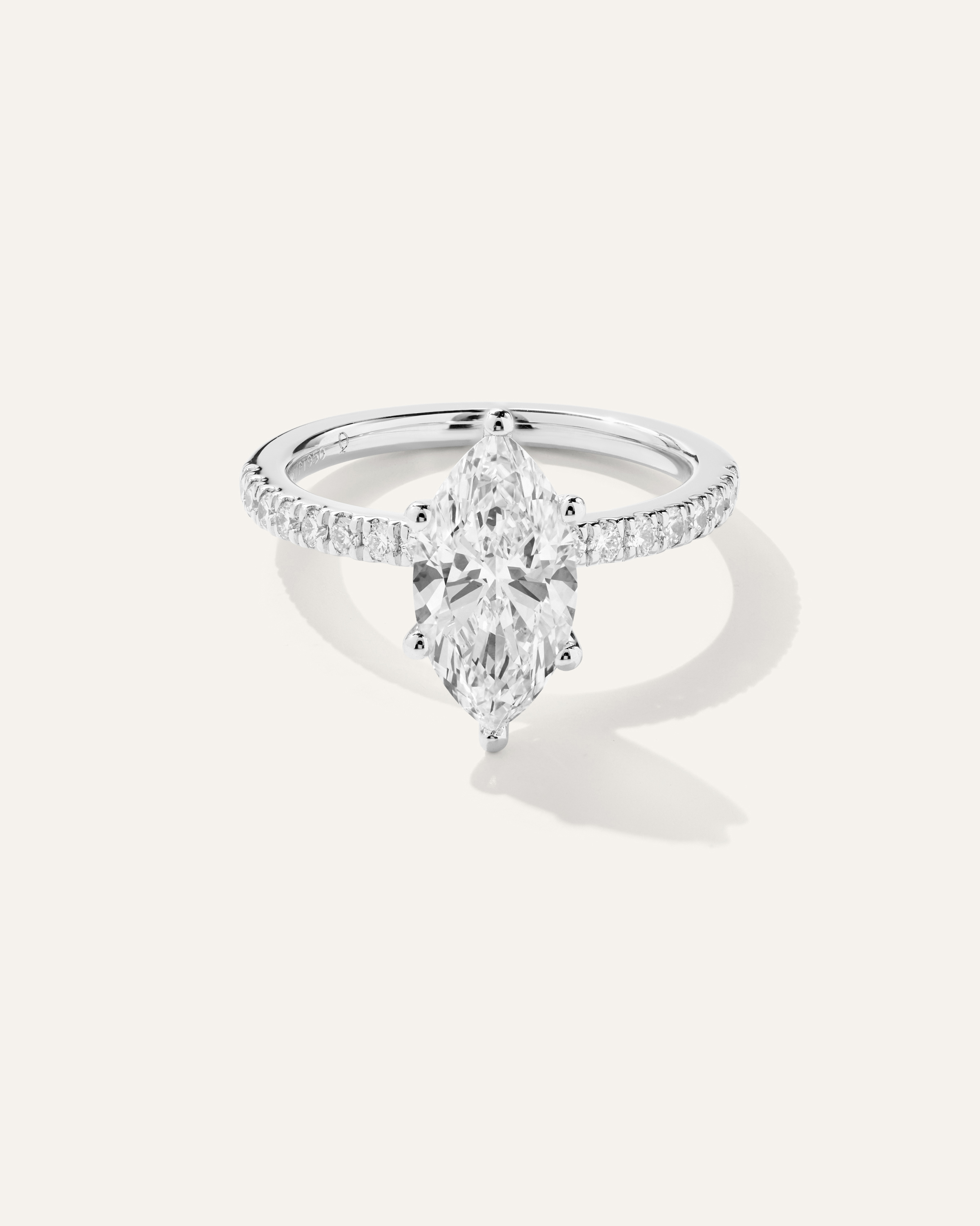 Lab Grown Diamond Marquise Petite Pave Engagement Ring - 2ct