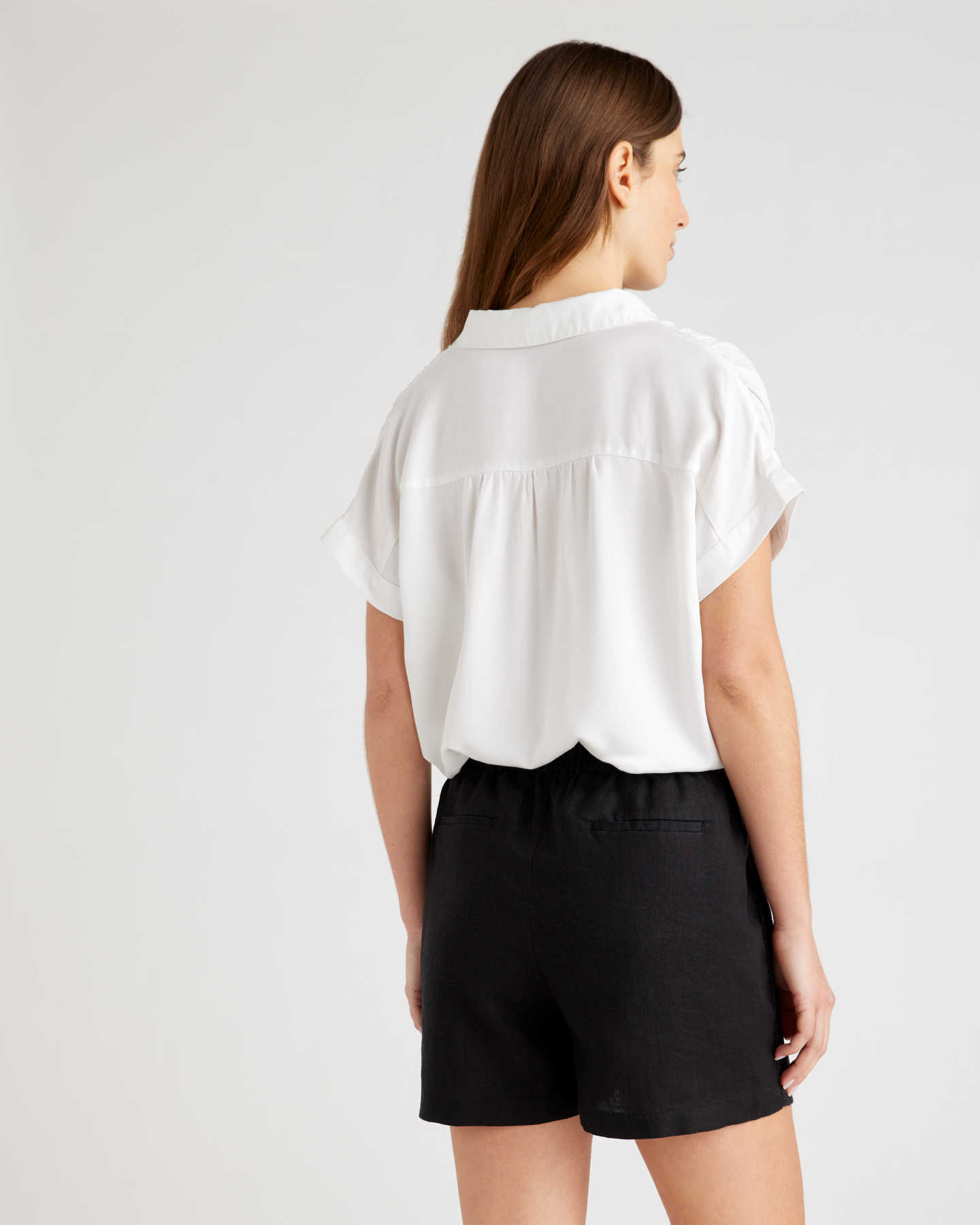 100% European Linen Shorts - Black - 2 - Thumbnail