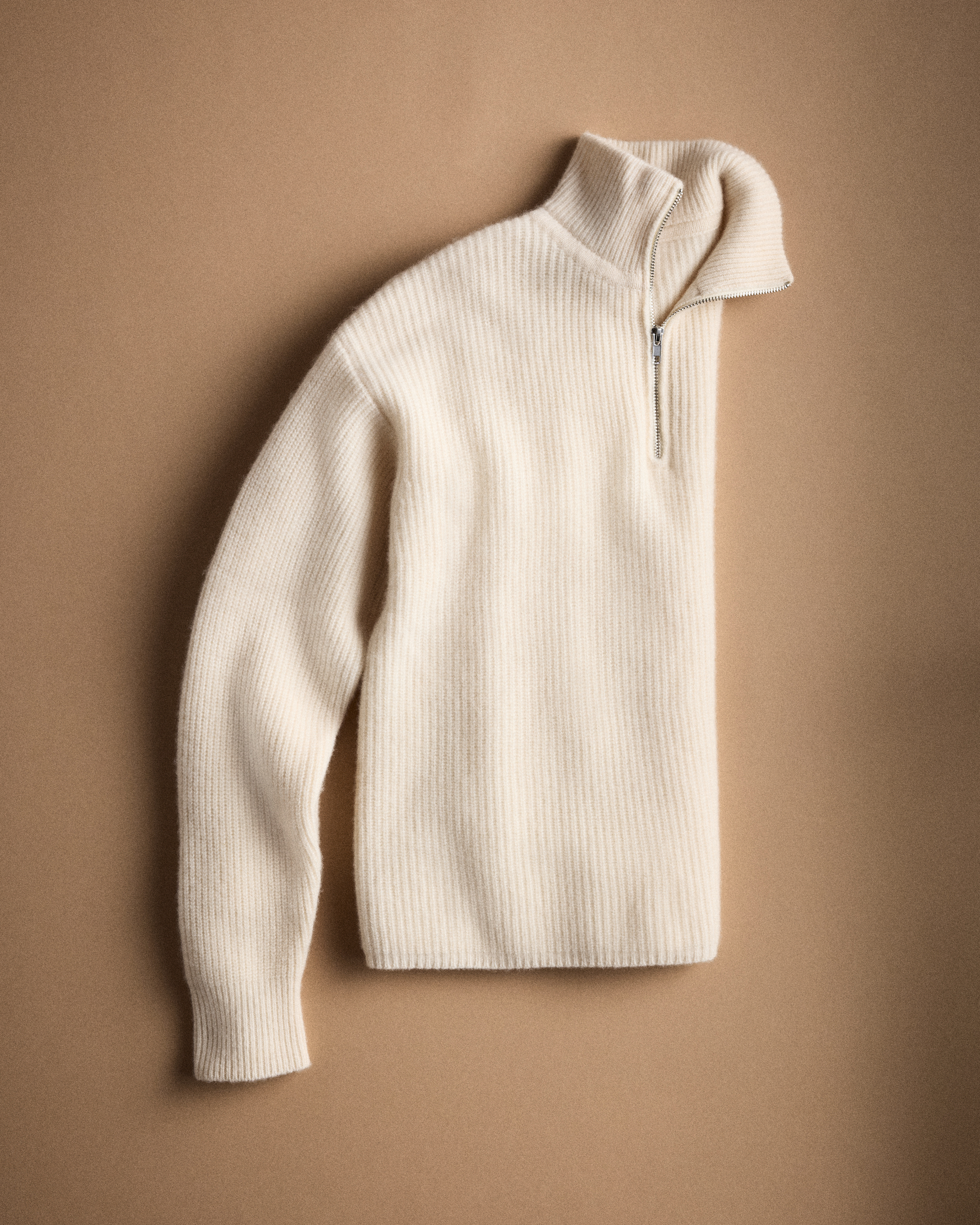 Quince Mongolian Cashmere Fisherman Quarter Zip Sweater in Ivory