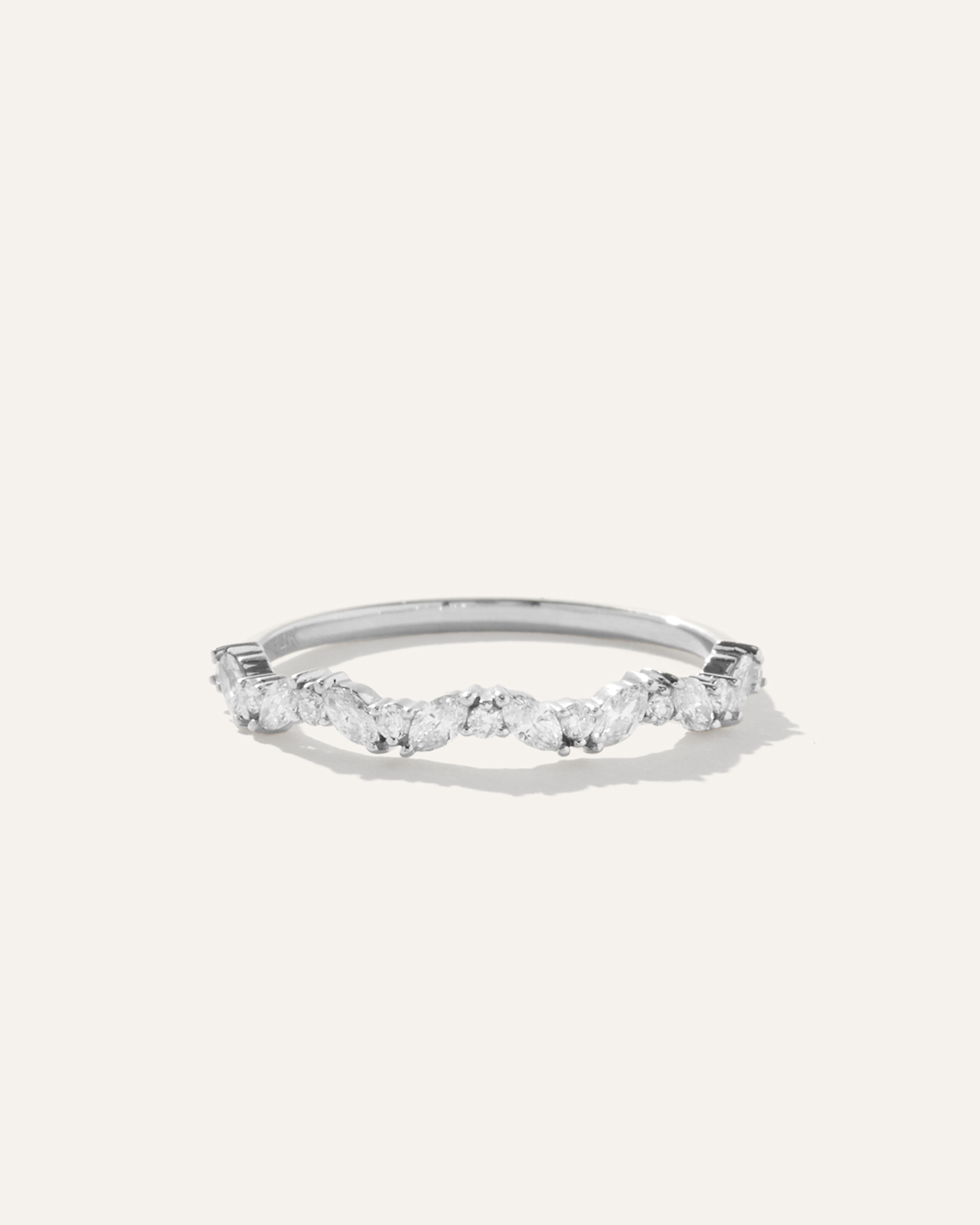 14K Gold Diamond Slanted Marquise and Round Band
