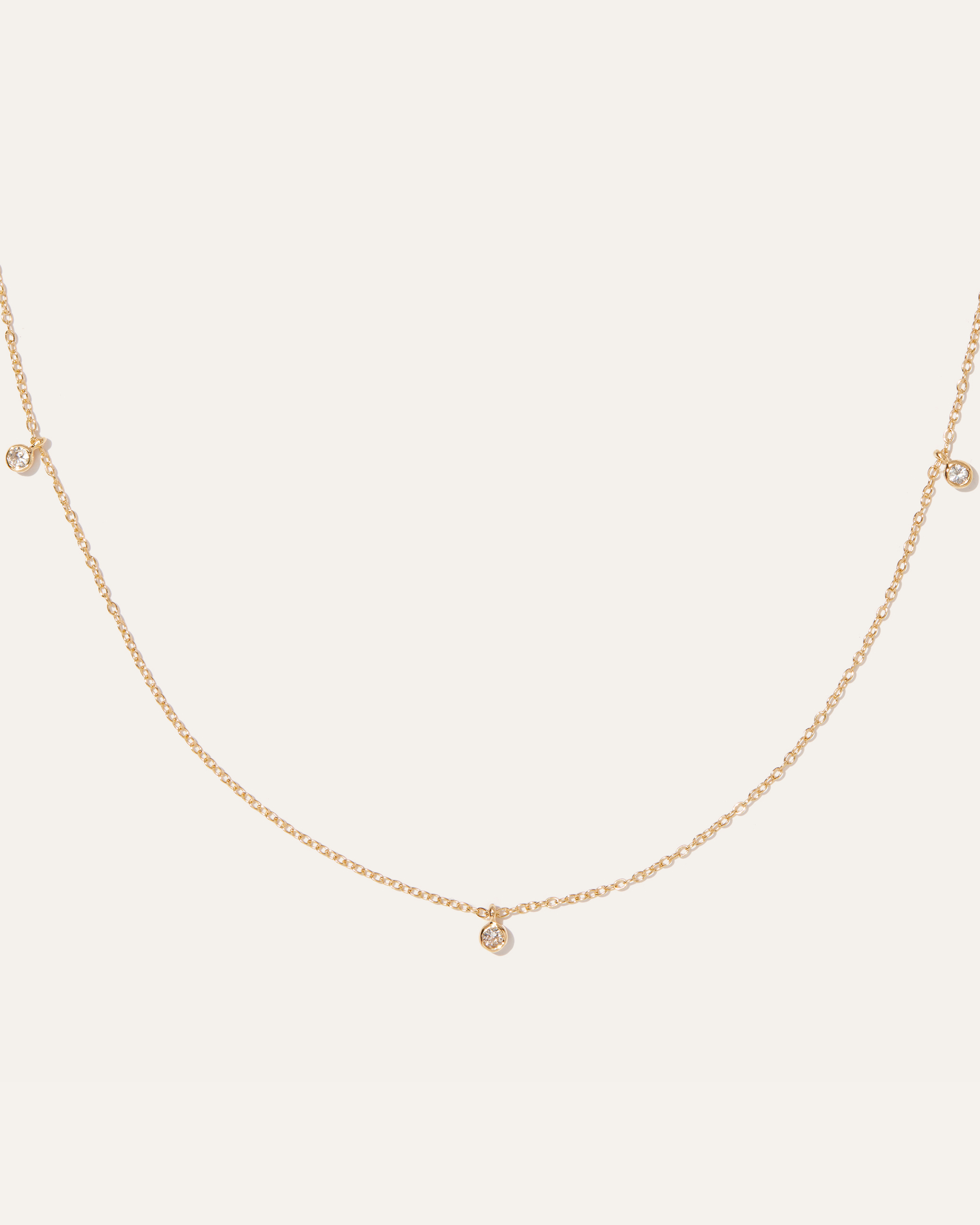 White Sapphire Triple Bezel Drop Choker in Gold Vermeil