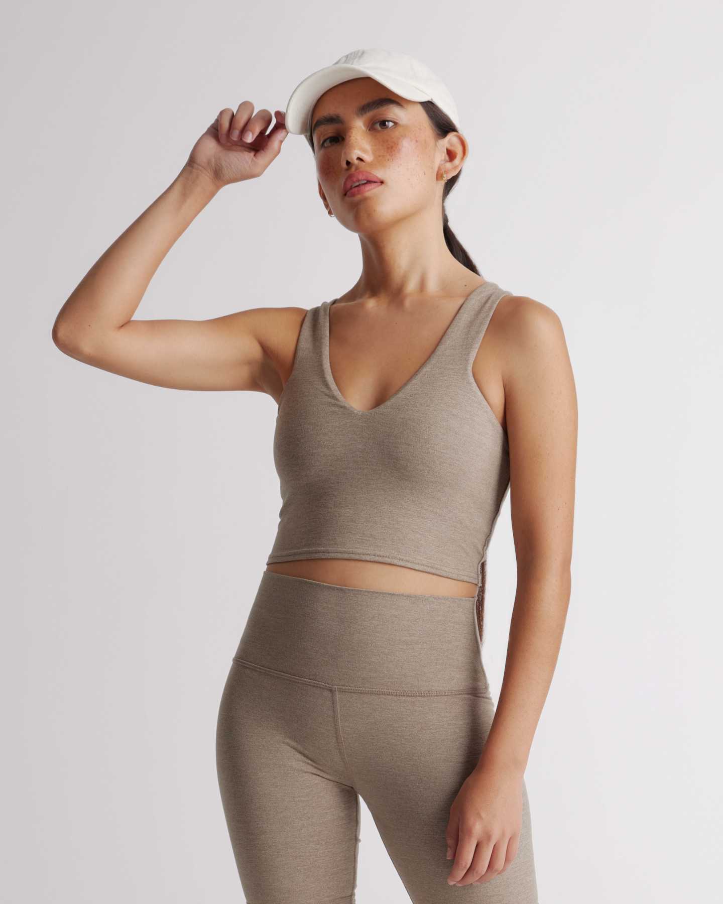 Flowknit Ultra-Soft Performance Cropped Tank - Heather Oatmeal