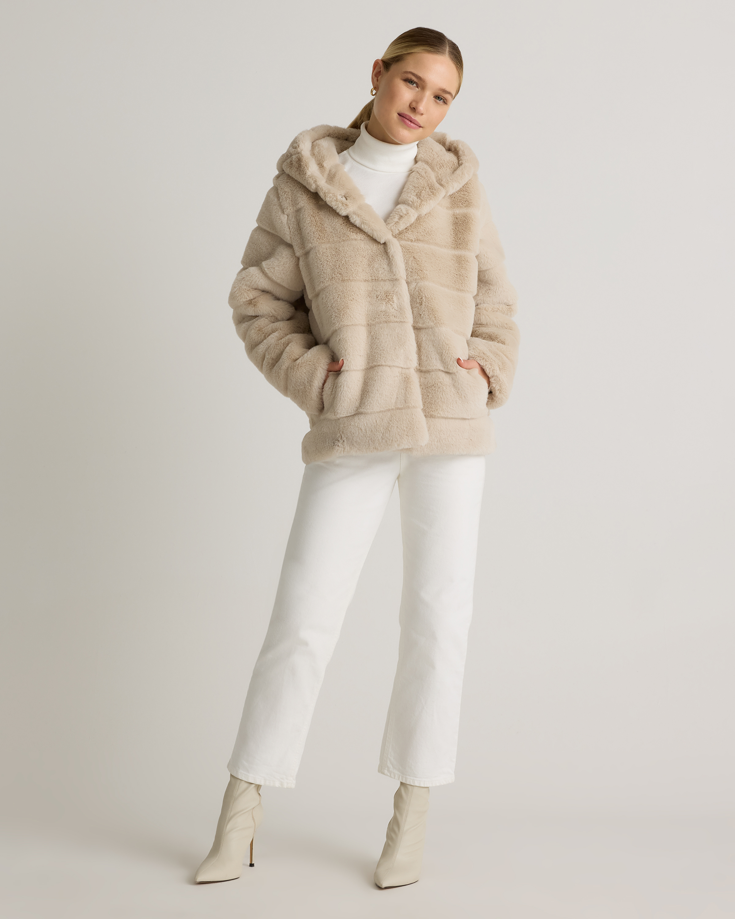 【EEUN】Goblin Fur Jacket Petrovski, 60 cm. - Hood - Rex - Women - Dark Grey / Rex