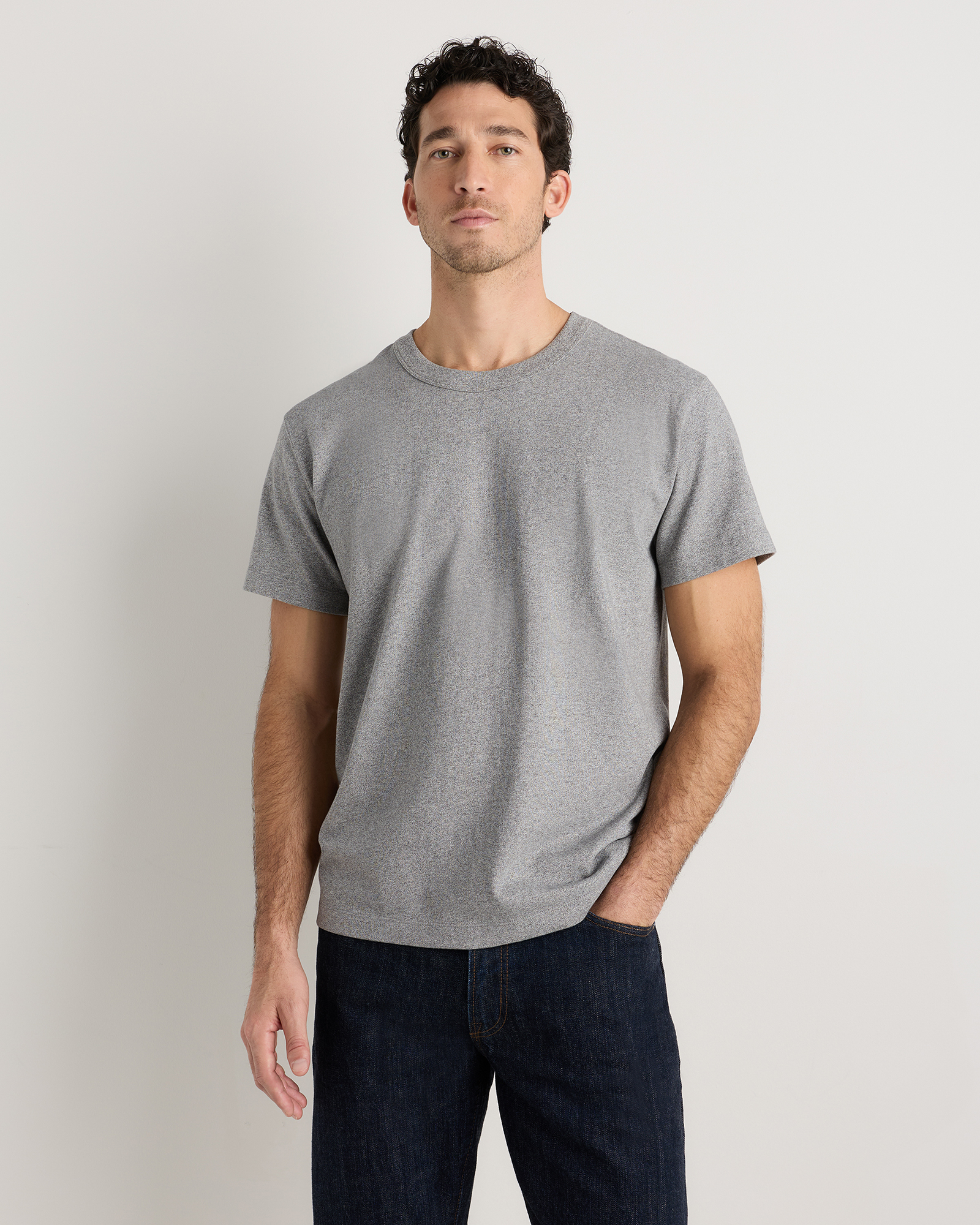 100% Organic Cotton Heavyweight Relaxed Fit Jersey Tee in Faded Indigo