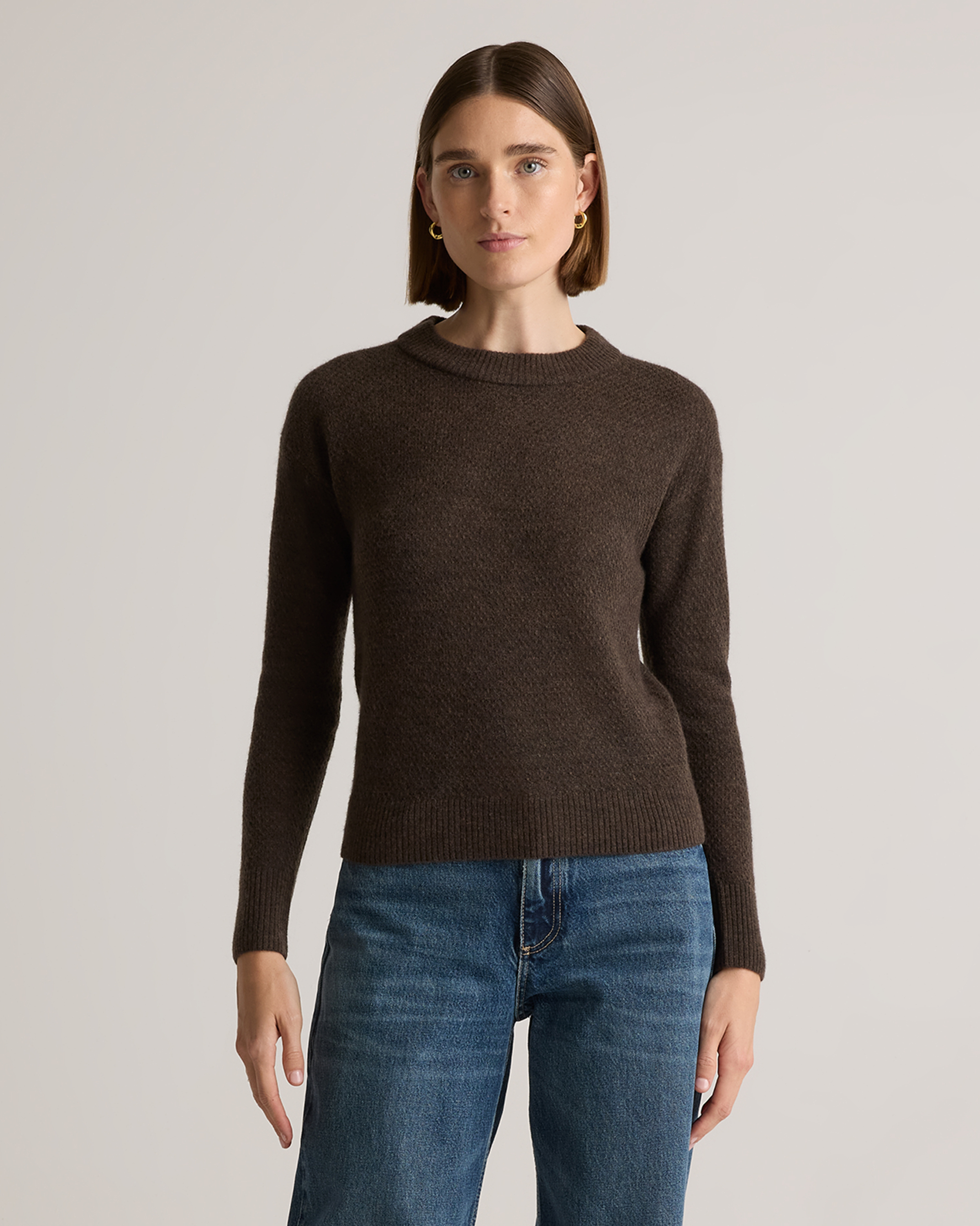 Baby Alpaca-Wool Diamond Stitch Crew
