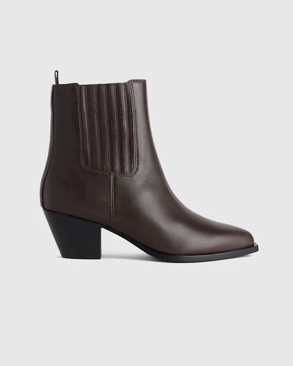 Italian Leather Western Chelsea Ankle Boot