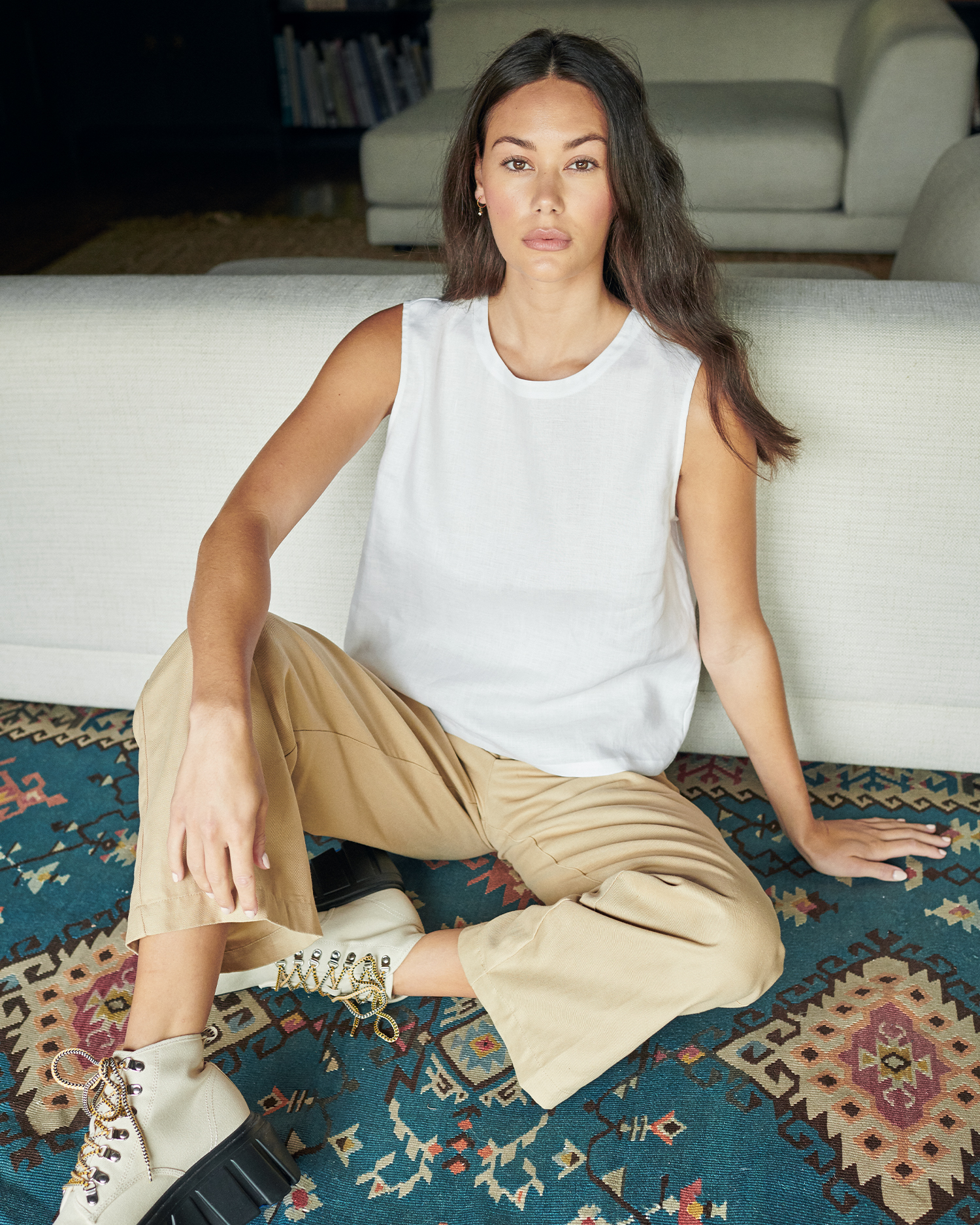 white linen tank top