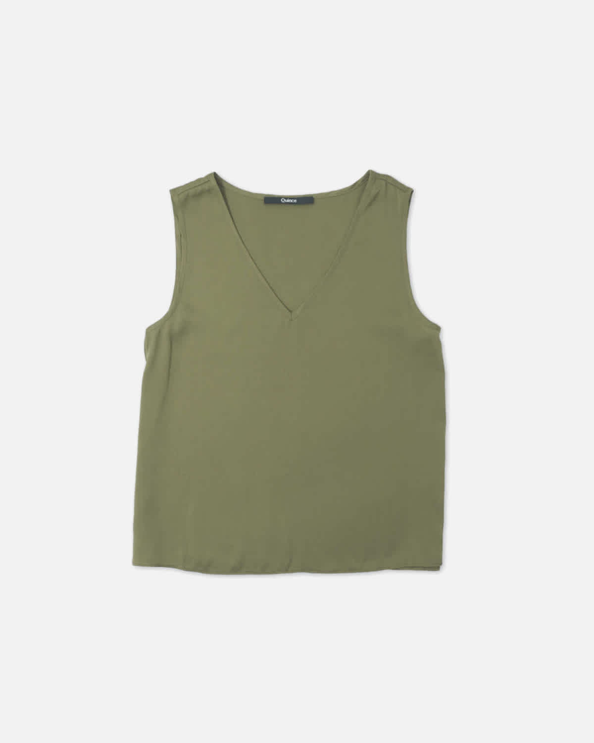 Washable Stretch Silk Tank - Military Olive - 5