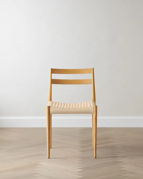 Solid Oak Dining Chair with Paper Cord Seat (Set of 2)