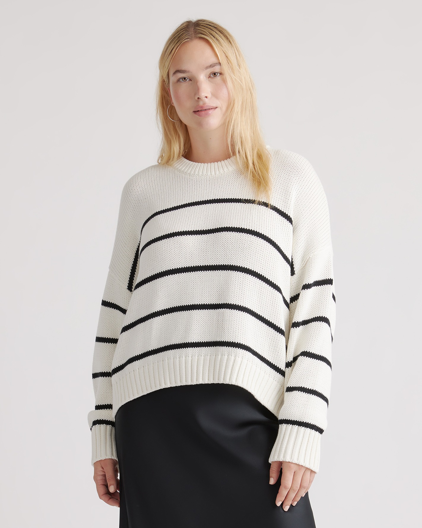 100% Organic Cotton Striped Crew Sweater