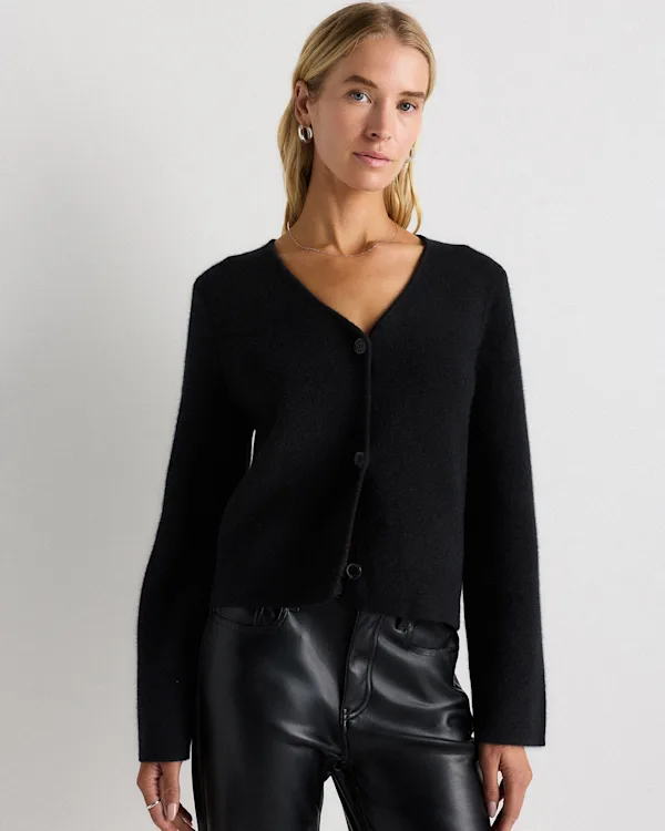 Mongolian Cashmere Structured V-Neck Cardigan