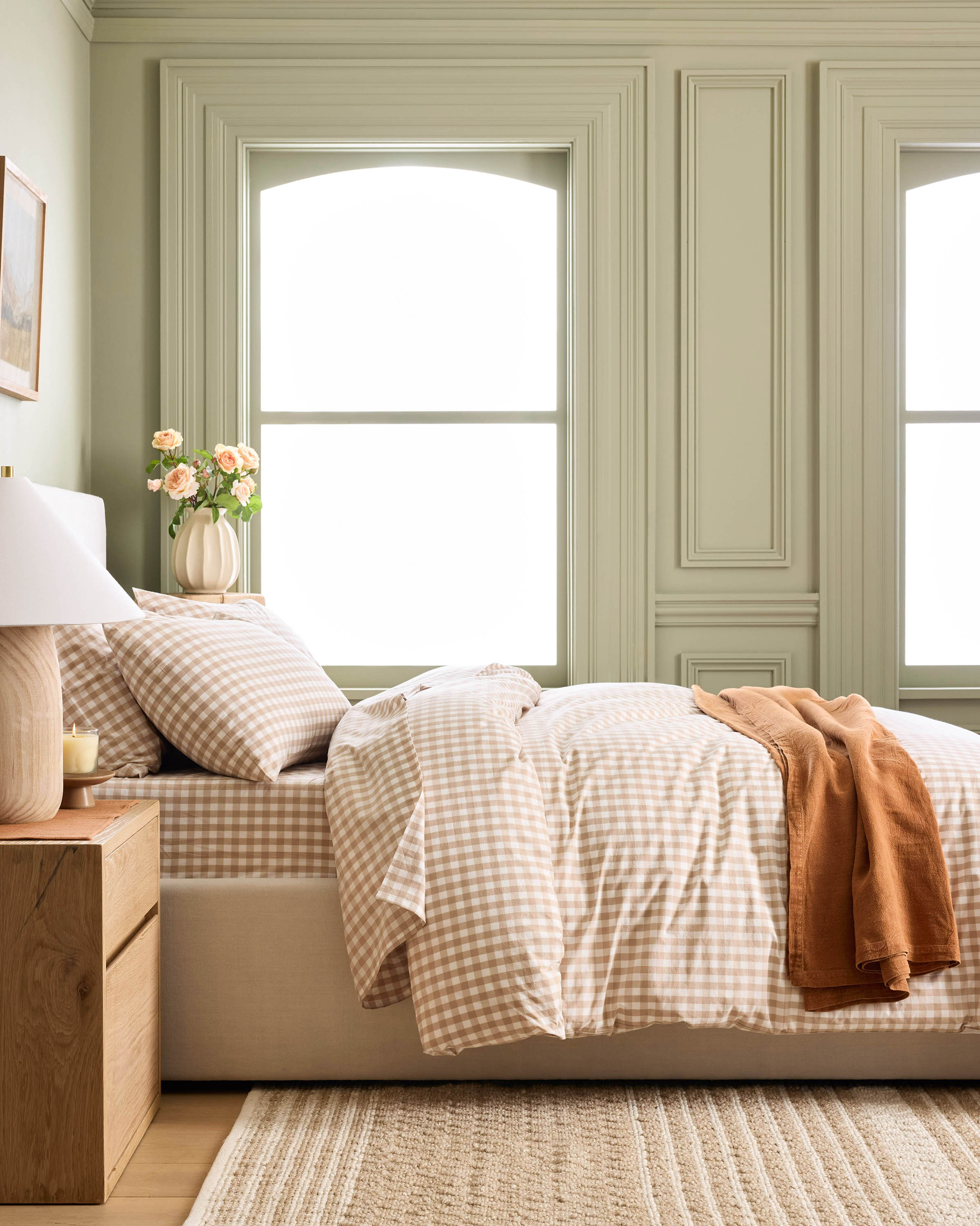 Classic Organic Percale Gingham Duvet Cover Set - thumbnail 3