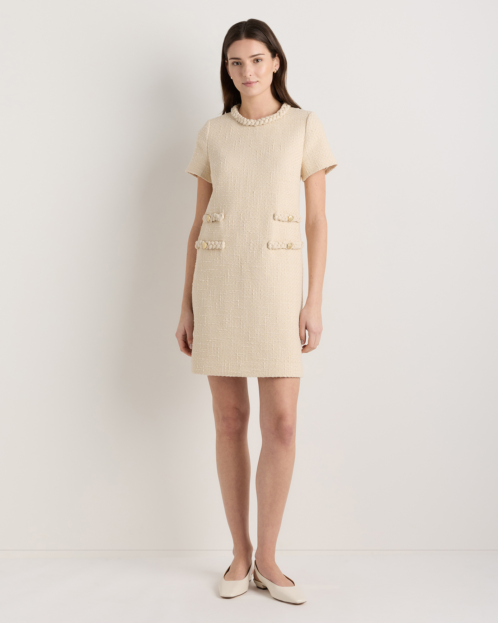 Tweed Short Sleeve Mini Dress
