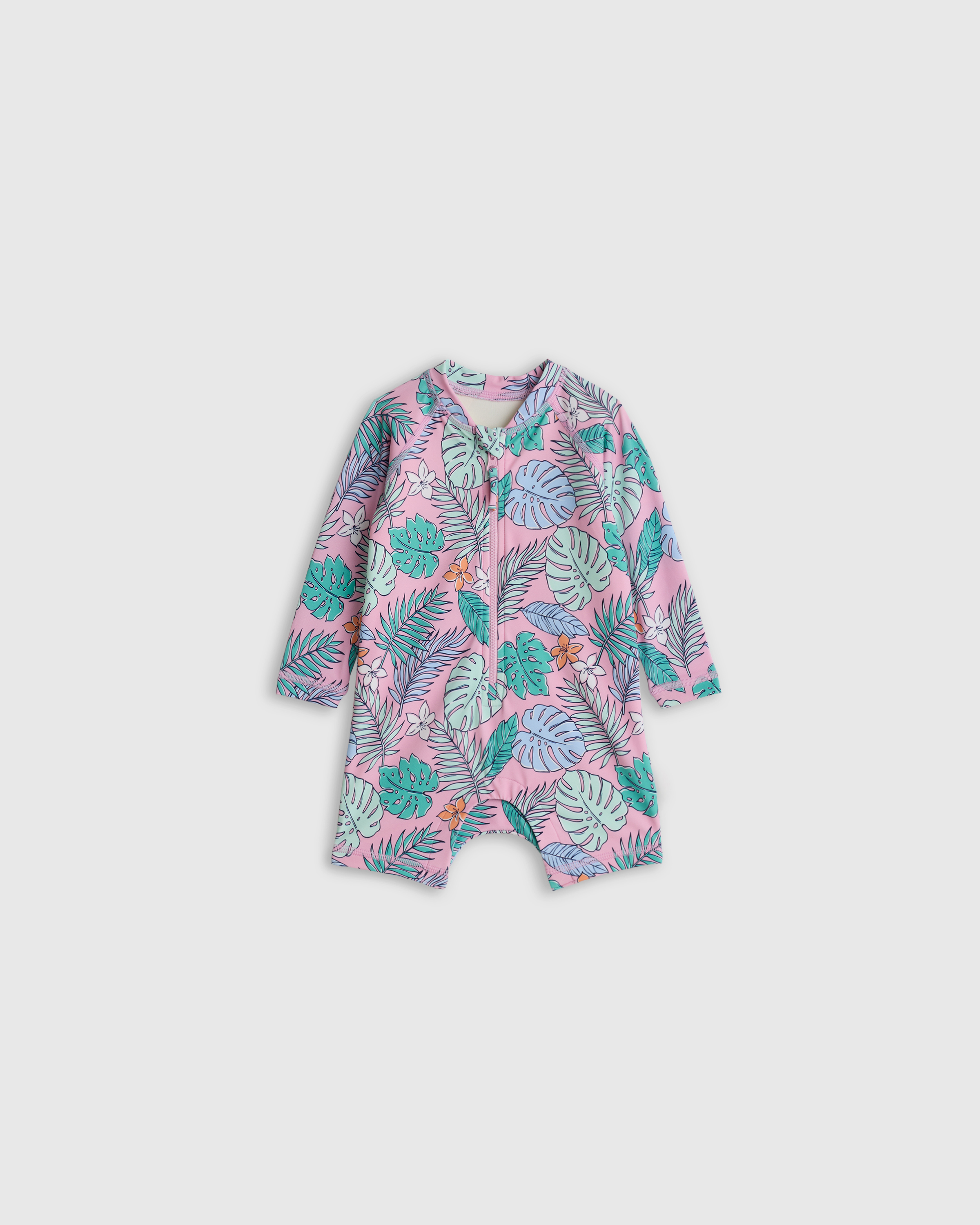 Long Sleeve Zip-Up Rash Guard One-Piece - Baby in Under the Sea