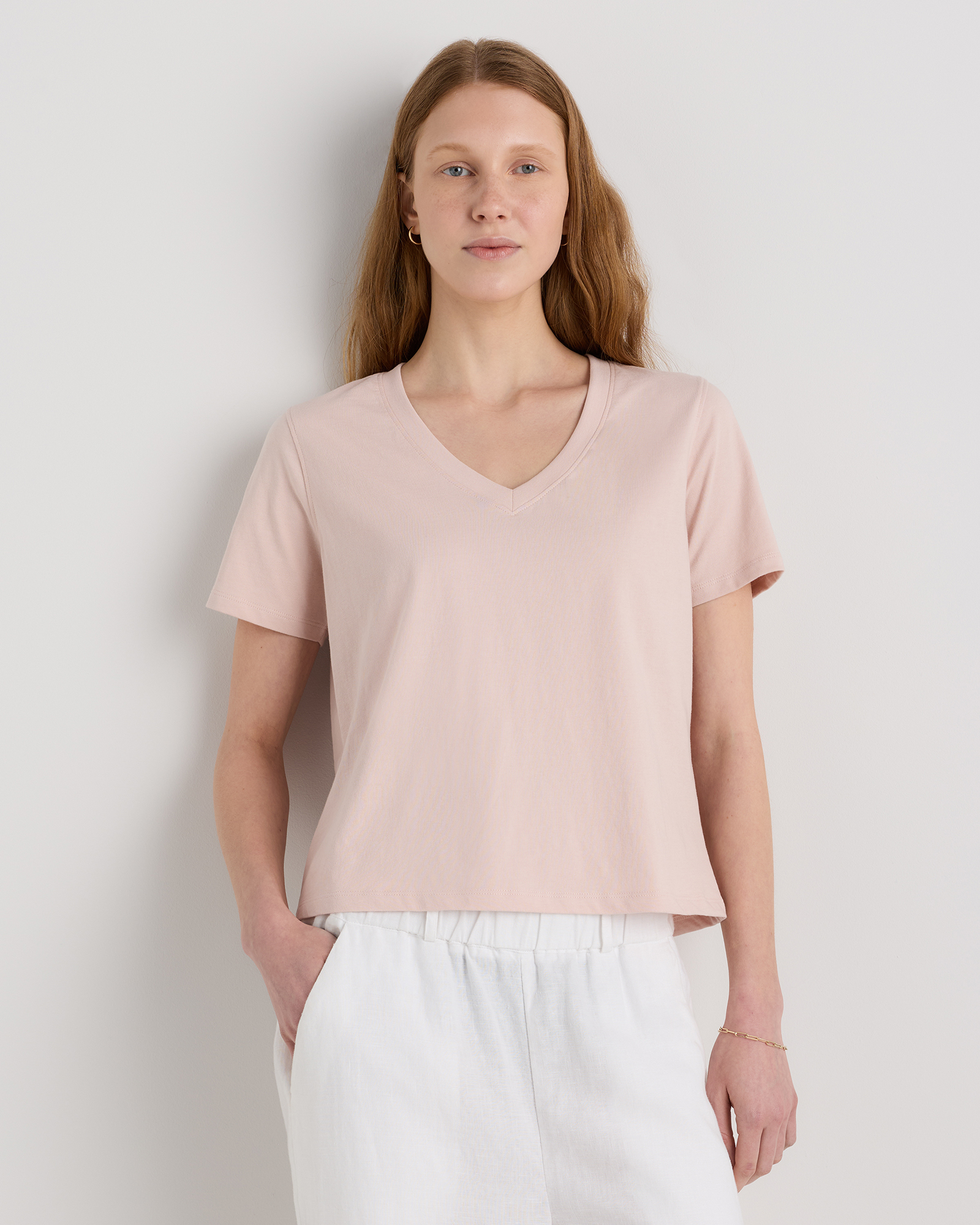 100% Organic Cotton Boxy V-Neck Tee