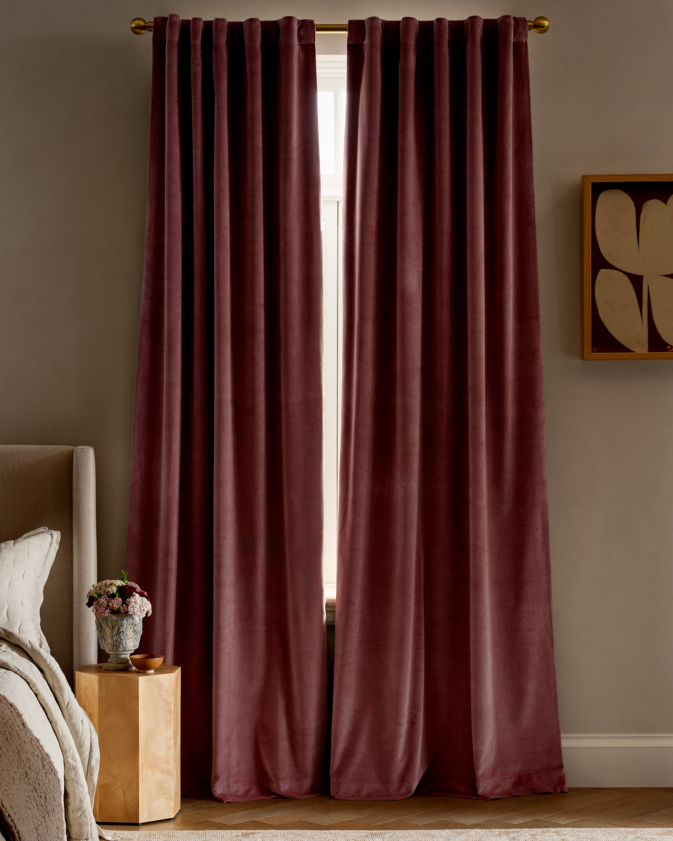 Cotton Velvet Room Darkening Curtain by Quince
