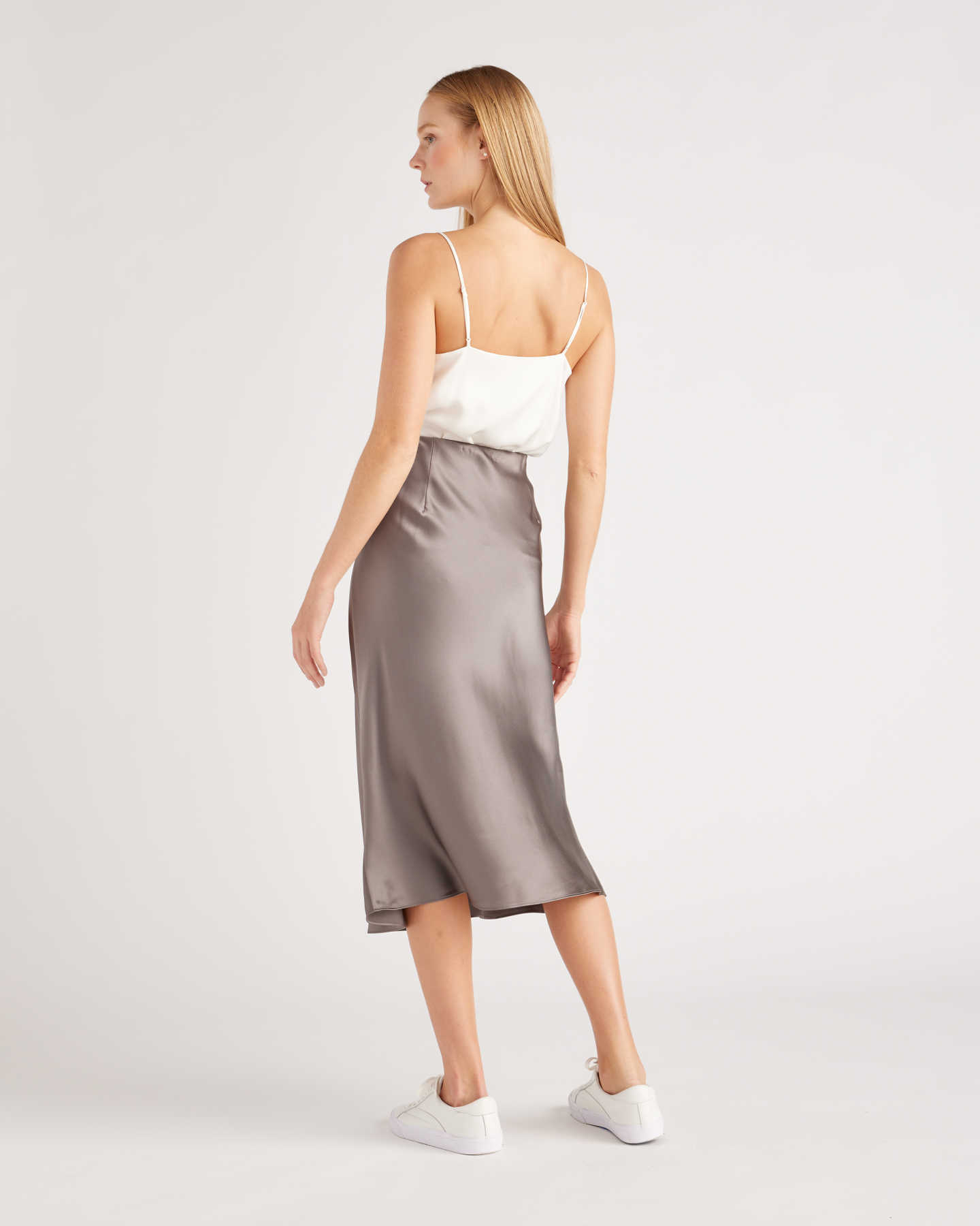Washable Silk Skirt - Grey - 4 - Thumbnail