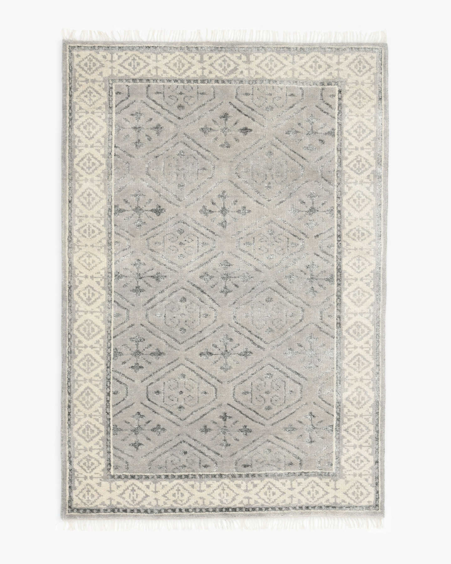 Delphine Hand-Knotted Wool Rug - Light Grey - 0