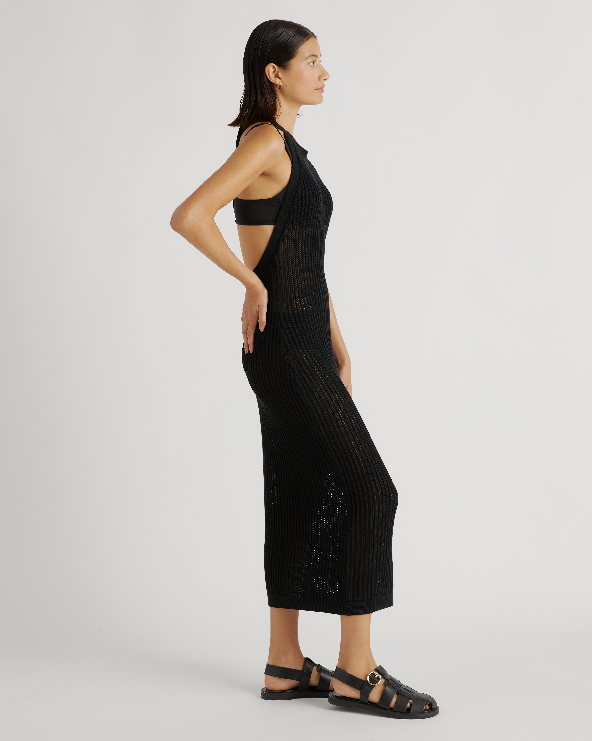 100% Organic Cotton Open-Knit Cover-Up Maxi Dress