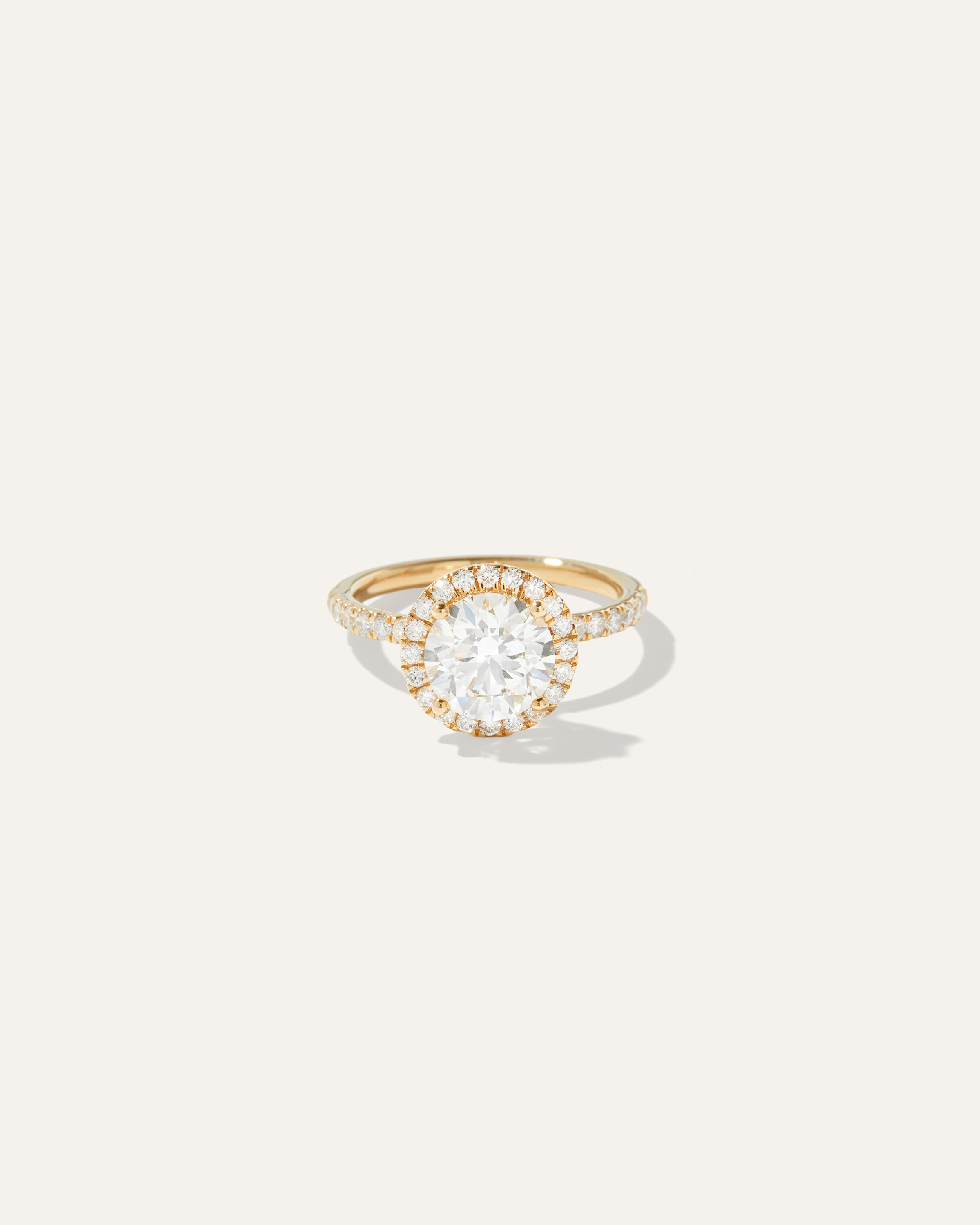 Shop Quince Women's Lab Grown Diamond Round Halo Pave Engagement Ring In Yellow Gold