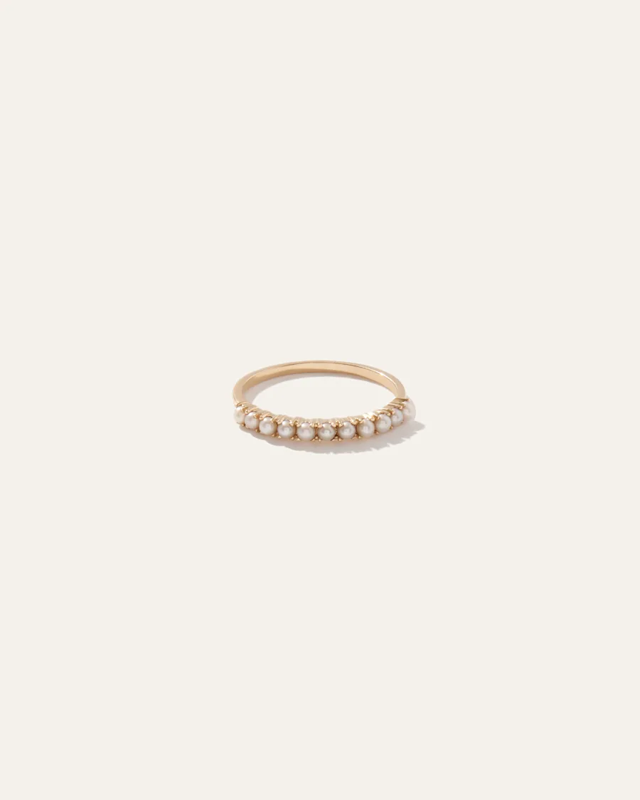 Dainty Pearl Half Eternity Band