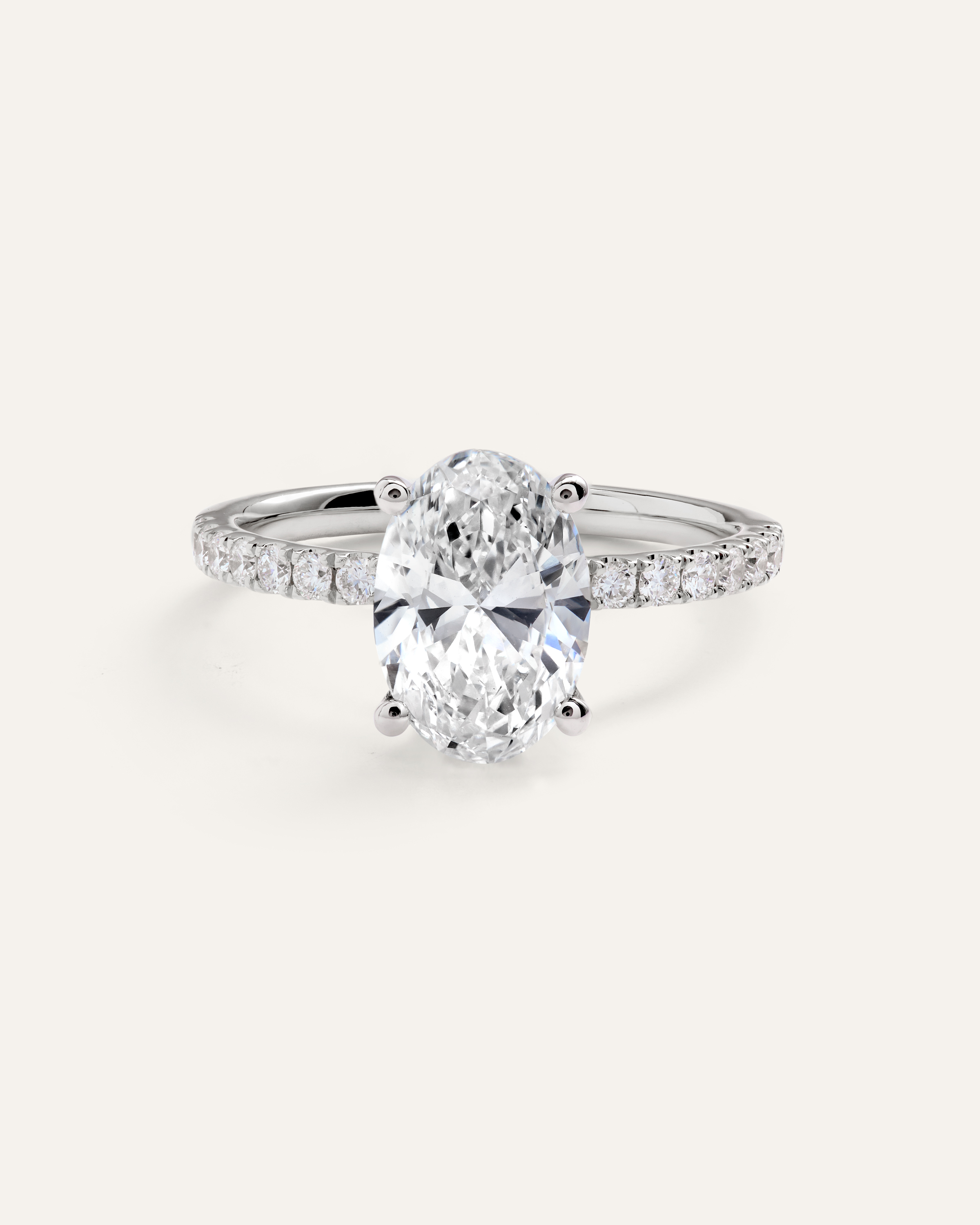 Lab Grown Diamond Oval Petite Pave Engagement Ring - 2ct