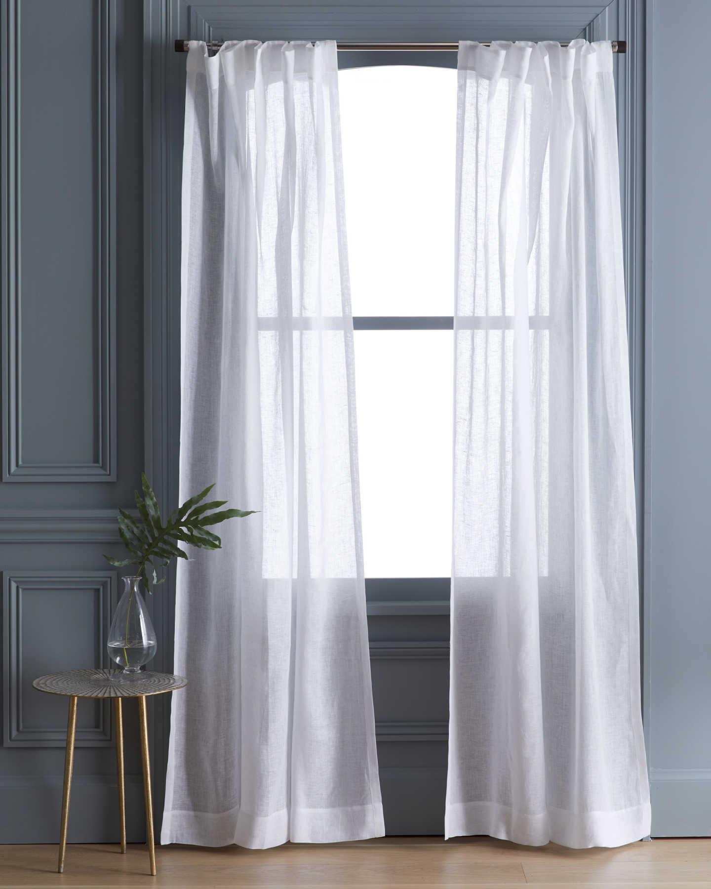 European Linen Sheer Curtain Set (Set of 2) - White