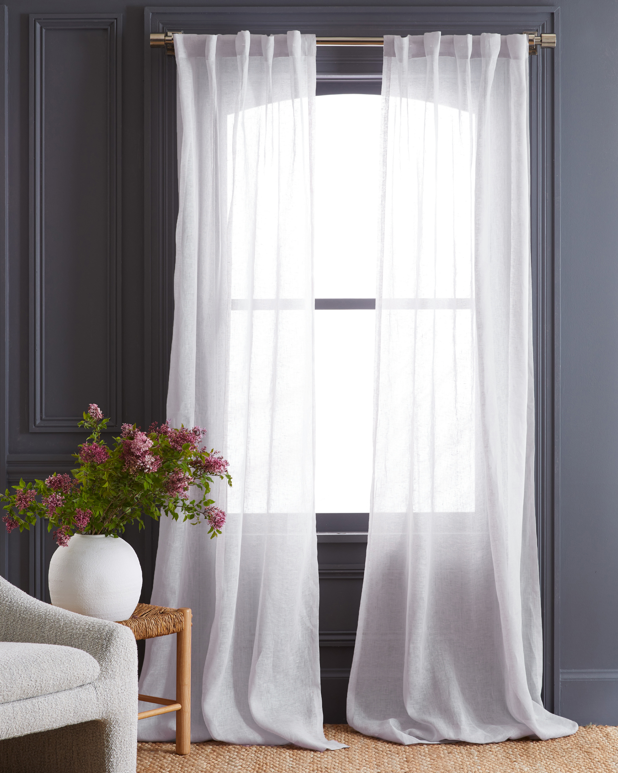 Quince European Linen Sheer Curtain Set In White