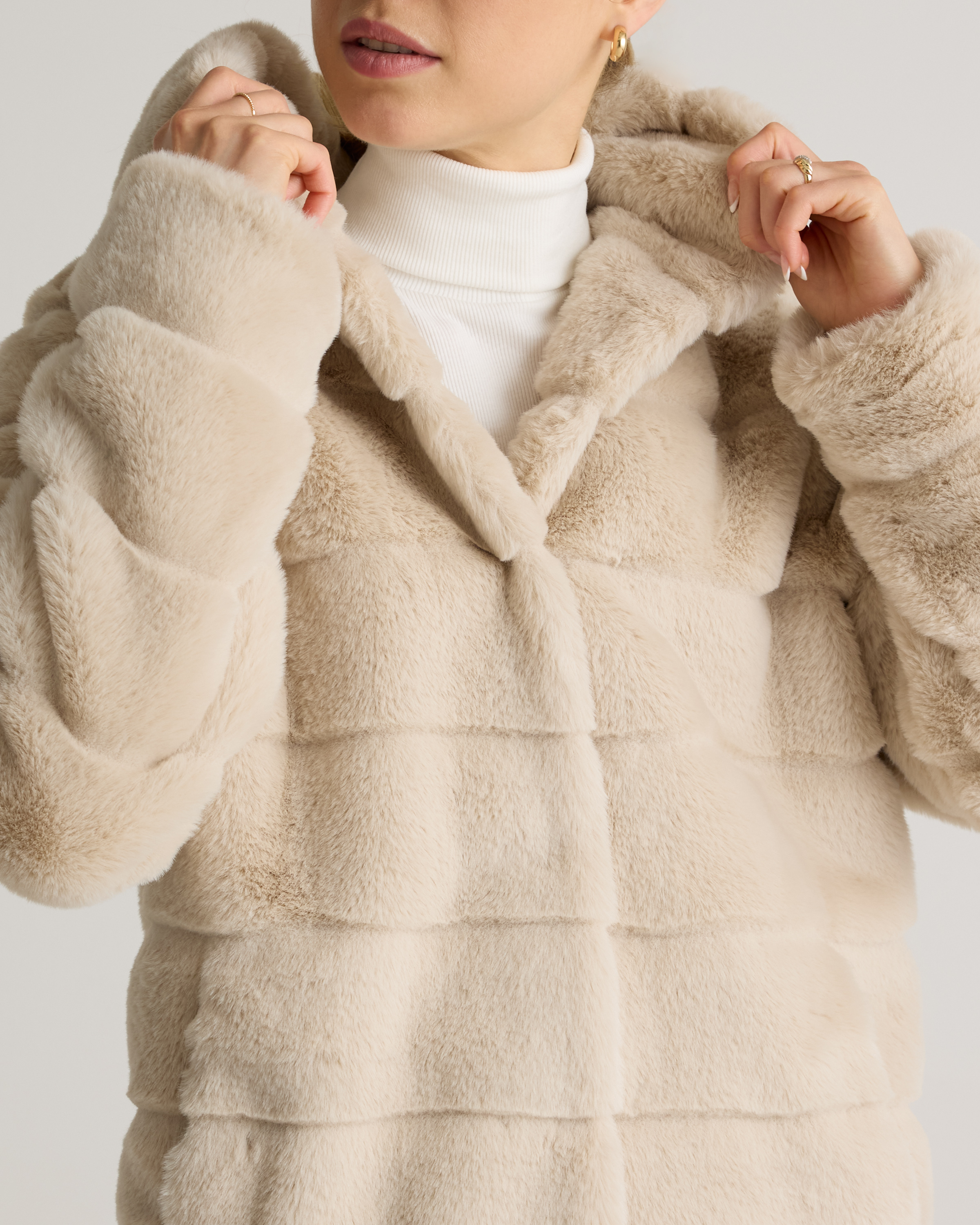 【EEUN】Goblin Fur Jacket Hooded Faux Fur Jacket